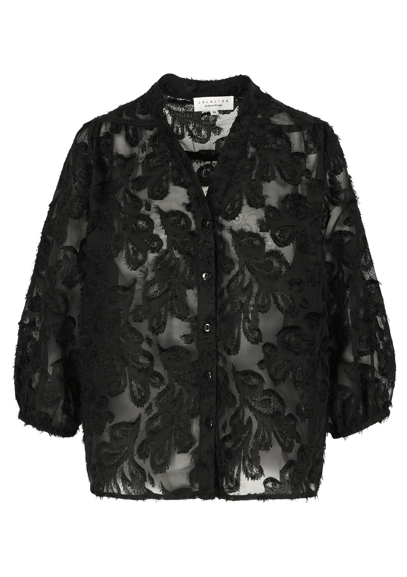Chemise transparente texturée, Chemise transparente texturée - BLACK - 05702855_1119