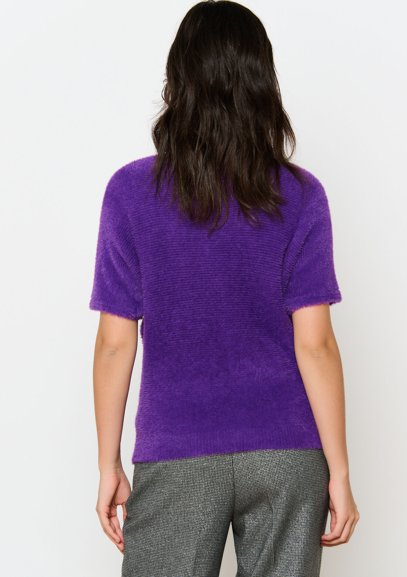 Eyelash trui met korte mouwen, Eyelash trui met korte mouwen - PURPLE - 04006673_5902