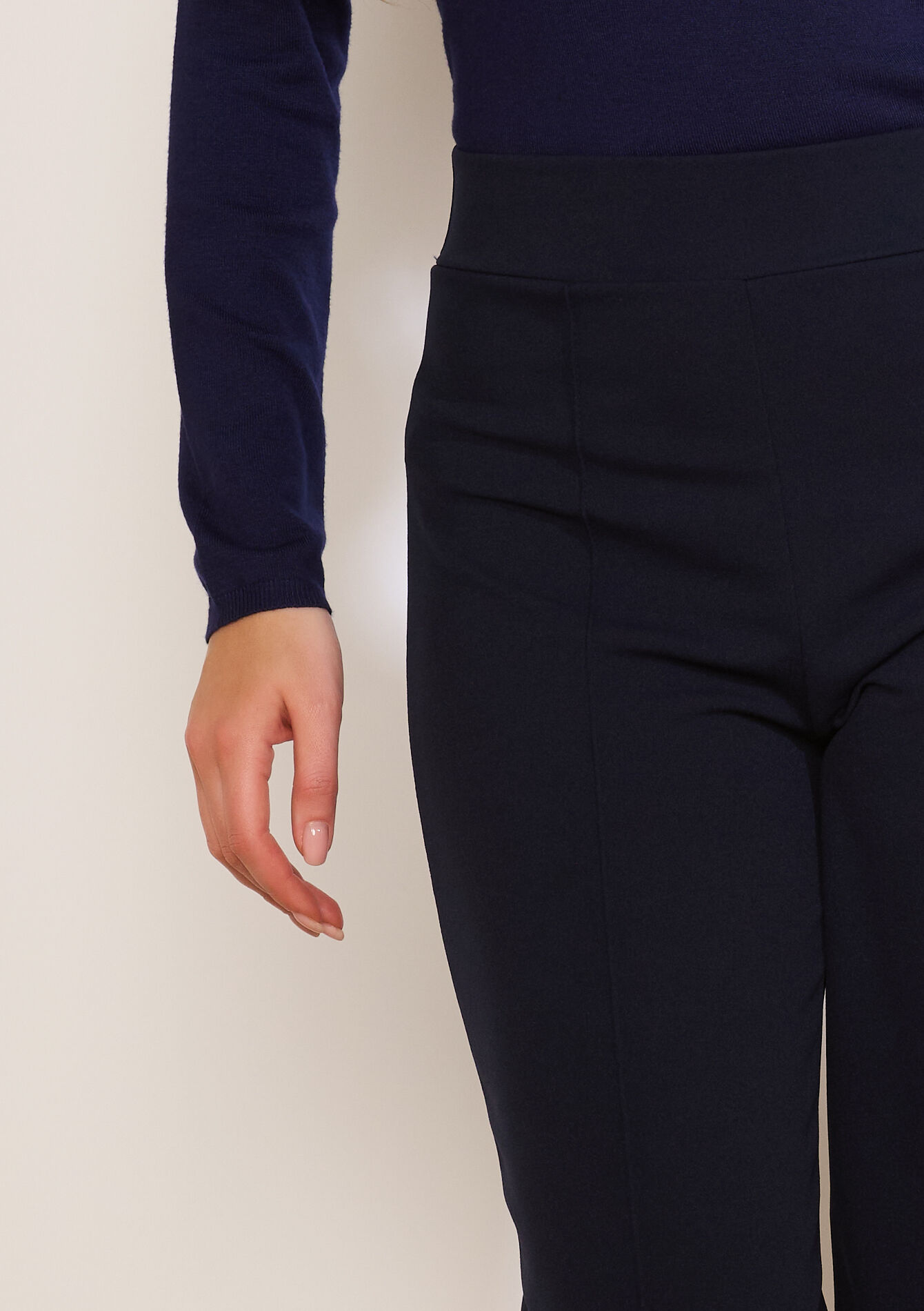 Wijde elegante broek, Wijde elegante broek - NAVY BASIC - 06601100_2723