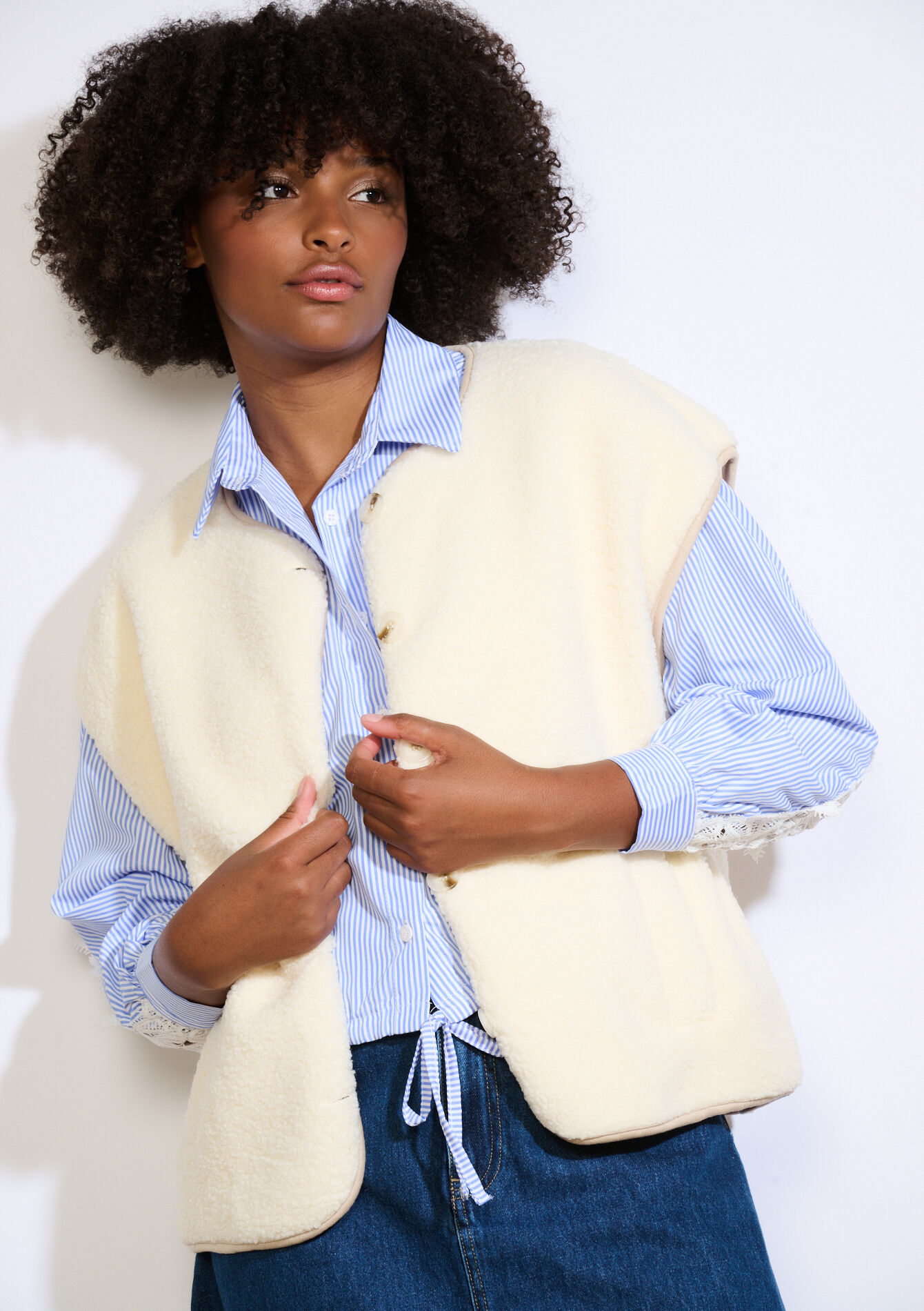Gilet sans manches doux - VANILLA WHITE - 09001486_1013