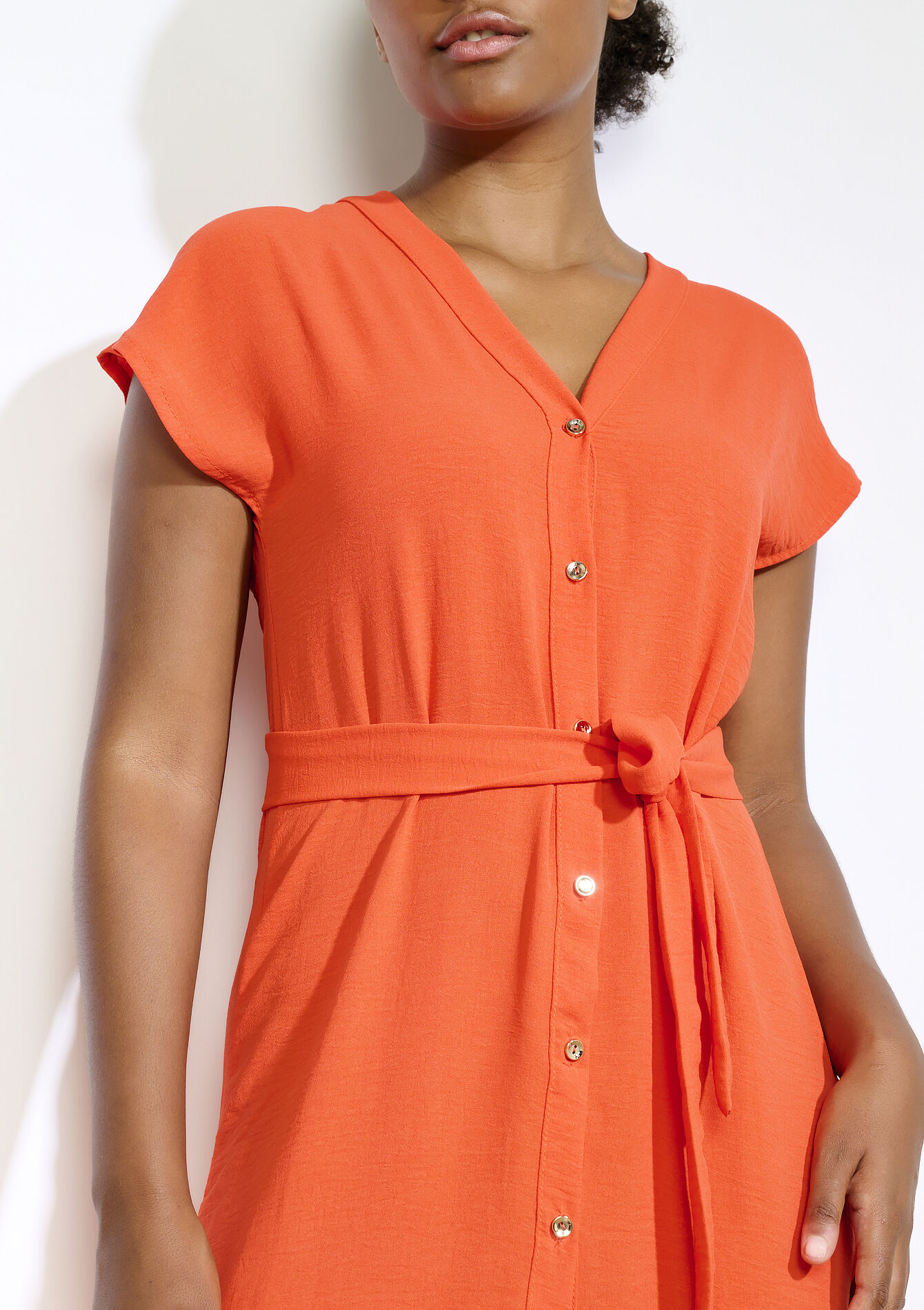 Overhemdjurk met knoopjes, Overhemdjurk met knoopjes - ORANGE BRIGHT - 08104243_1255