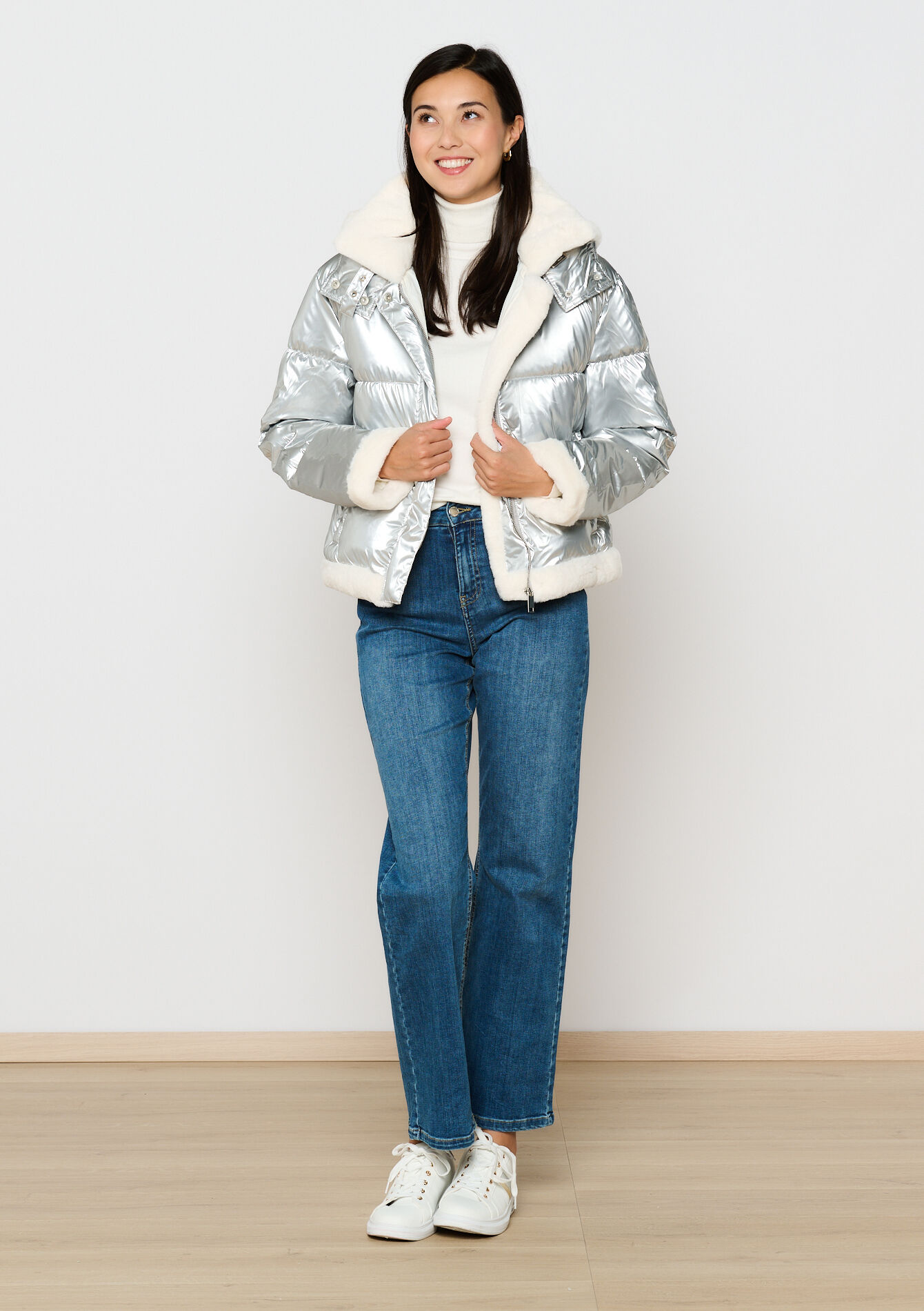 Metallic quilted jacket - SILVER - 1100661