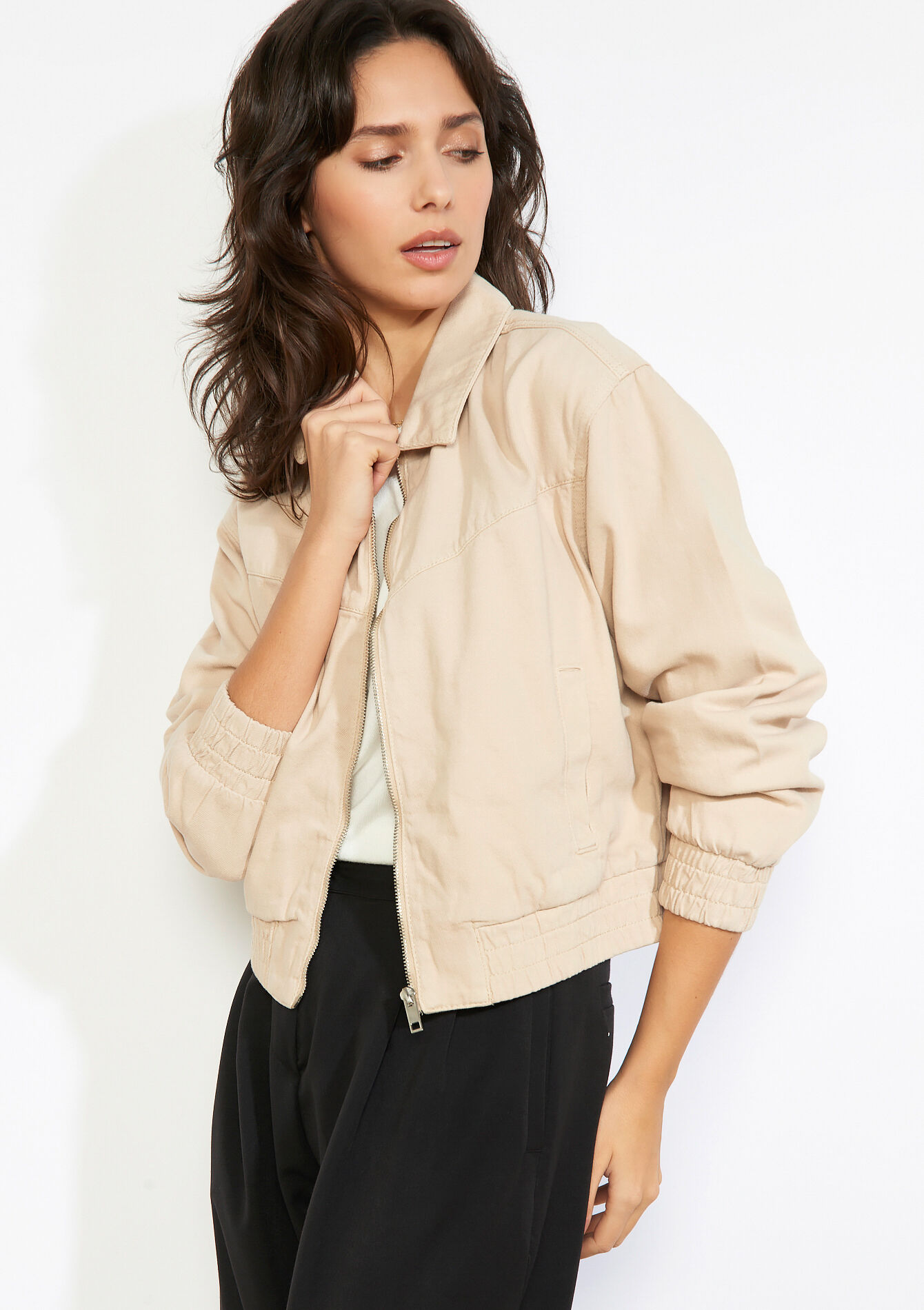 Blouson zippé court - LT BEIGE - 09101104_2527