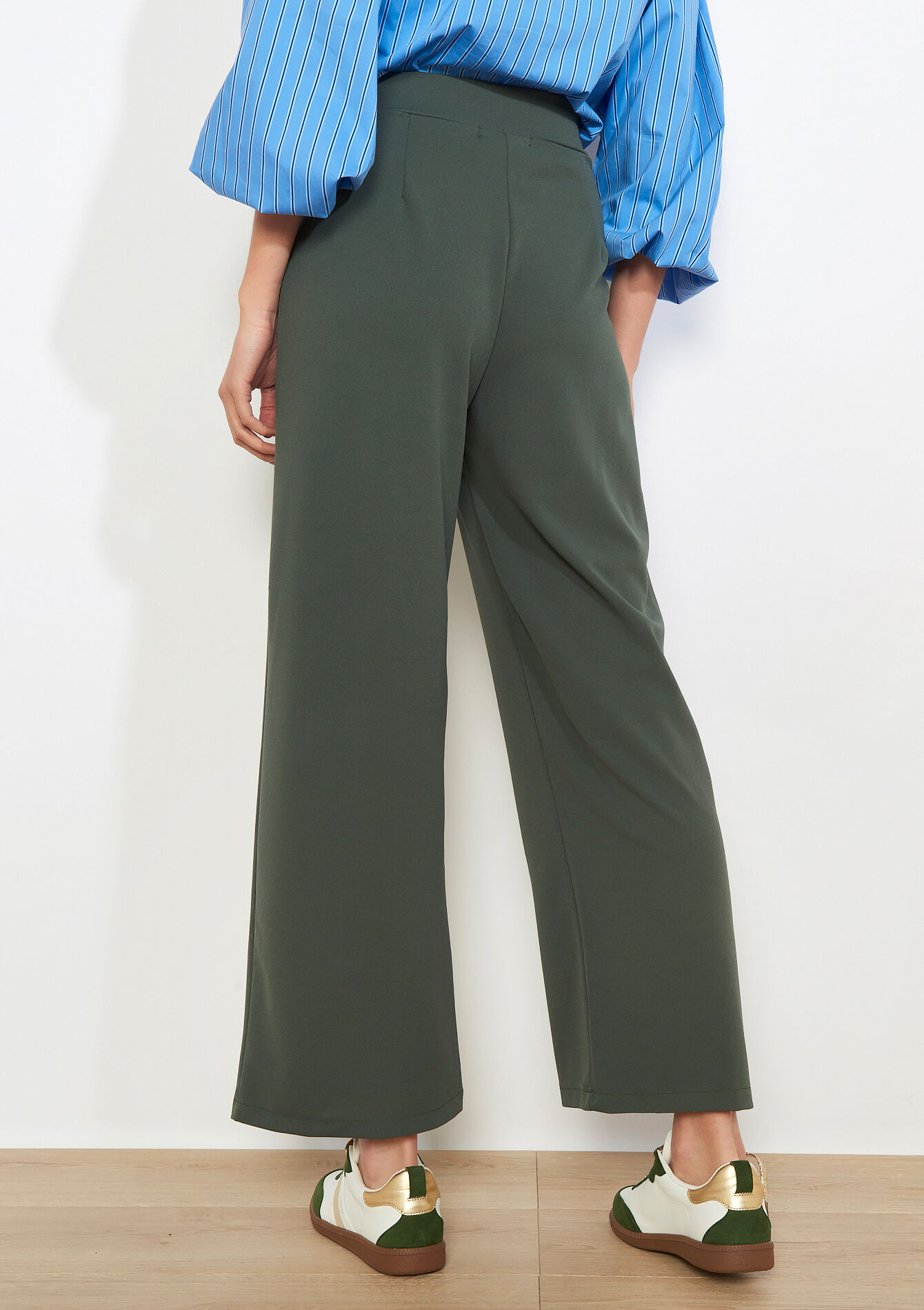 Wijde elegante broek - KHAKI MED - 06601100_4327