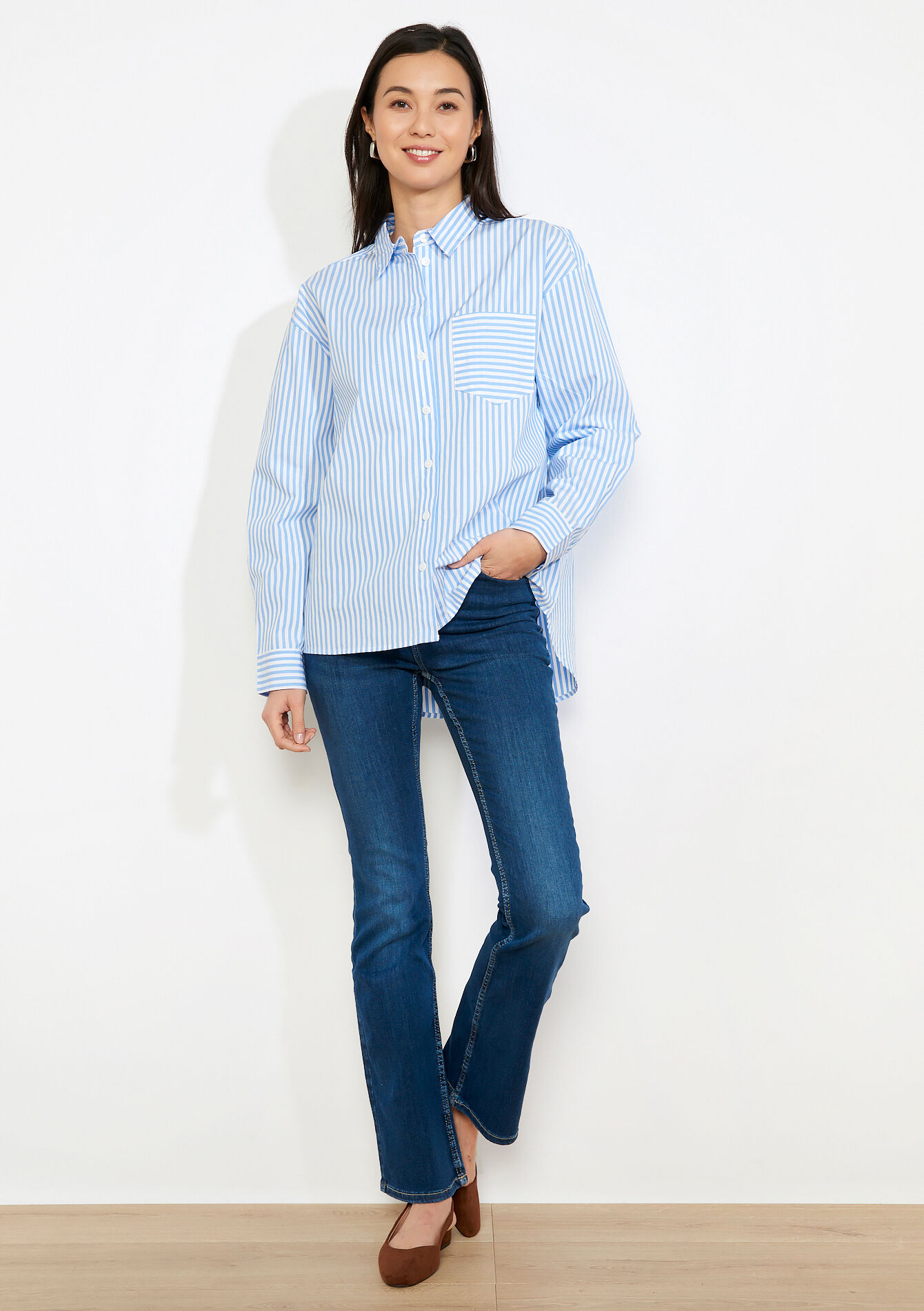 Oversized gestreept hemd, Oversized gestreept hemd - BLUE PASTEL - 05702931_3003