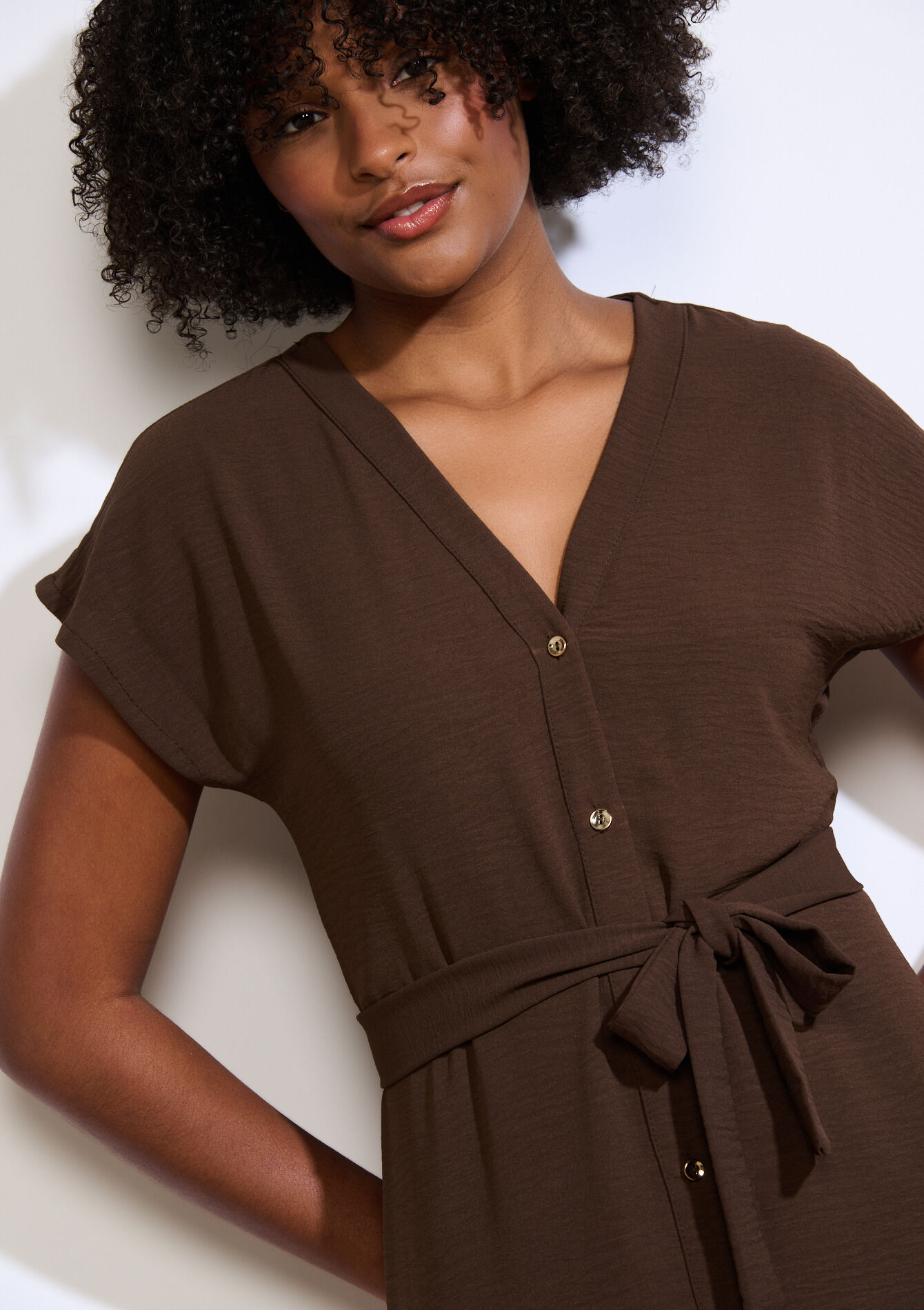 Robe chemise boutonnée - BROWN DARK CHOCOLATE - 08104243_3720
