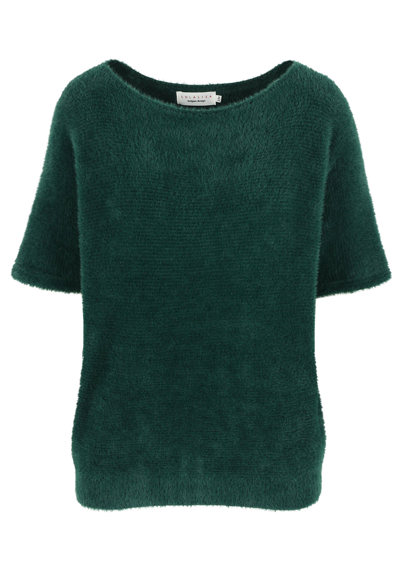 Pull à maille poilue à manches courtes, Pull à maille poilue à manches courtes - BOTTLE GREEN - 04006673_1778