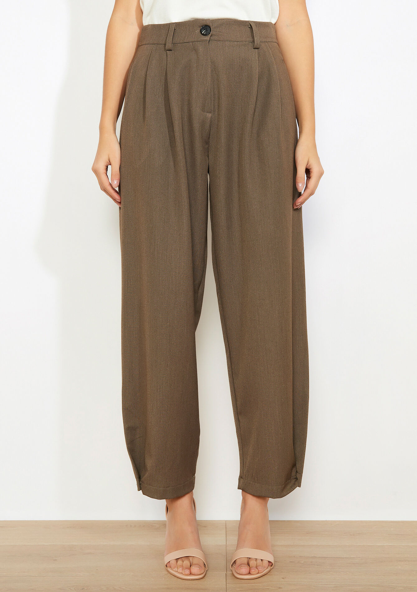 Elegante barrel broek, Elegante barrel broek - BROWN COFFEE - 06100791_3717