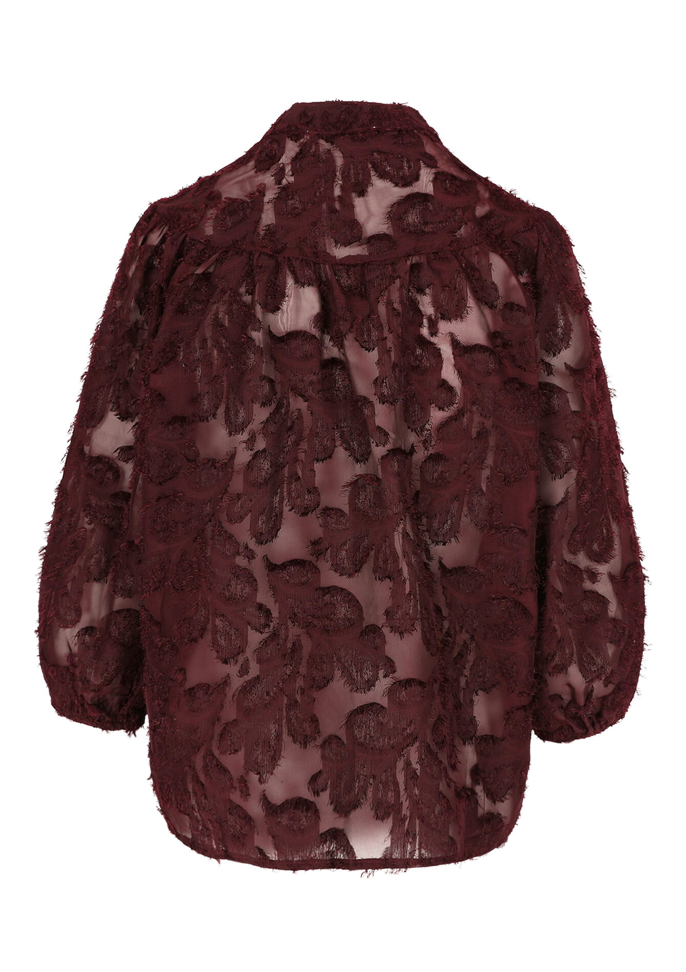 Transparant overhemd met structuur - BORDEAUX WINE - 05702855_5514