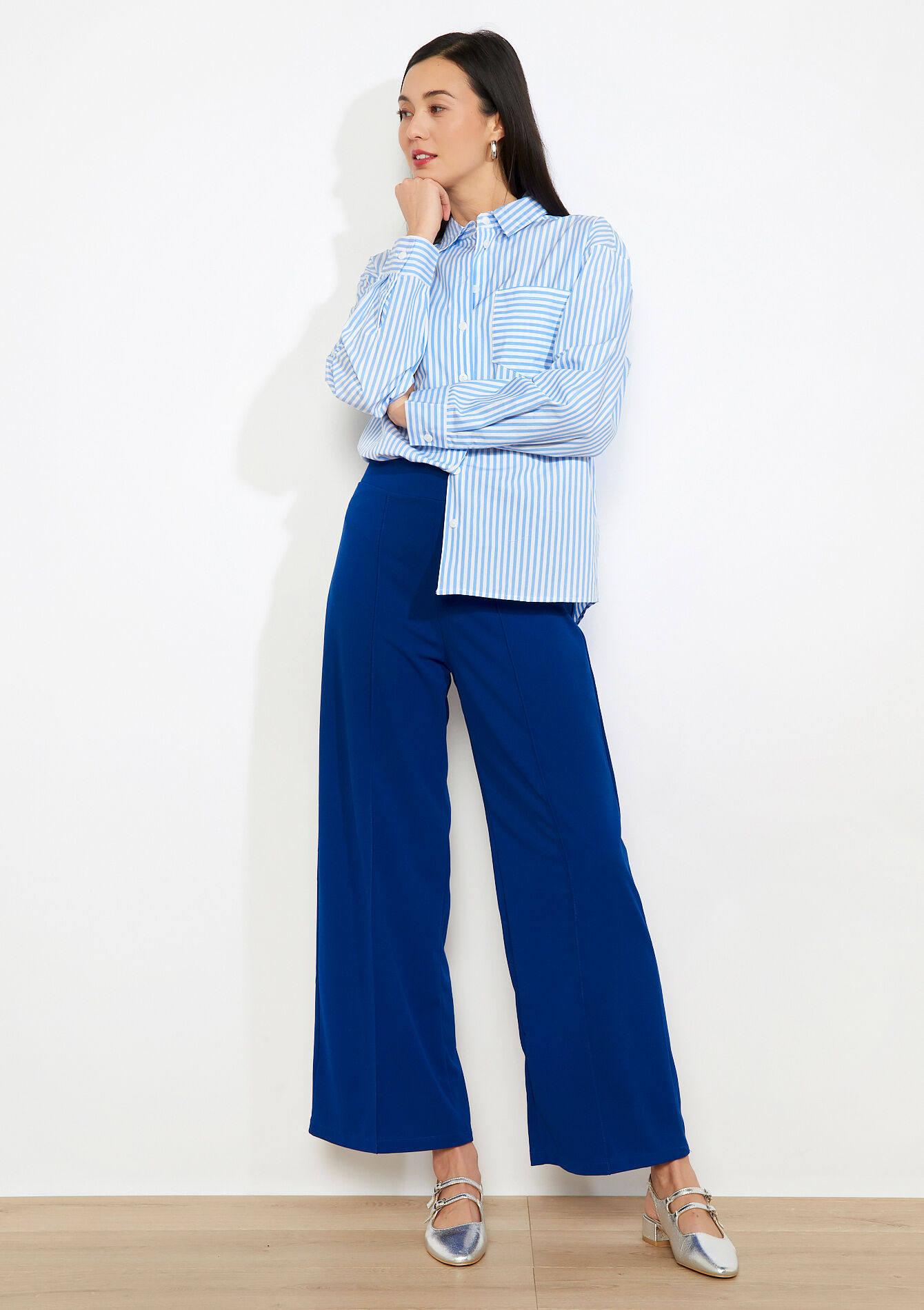 Wijde elegante broek - ELECTRIC BLUE - 06601100_1619