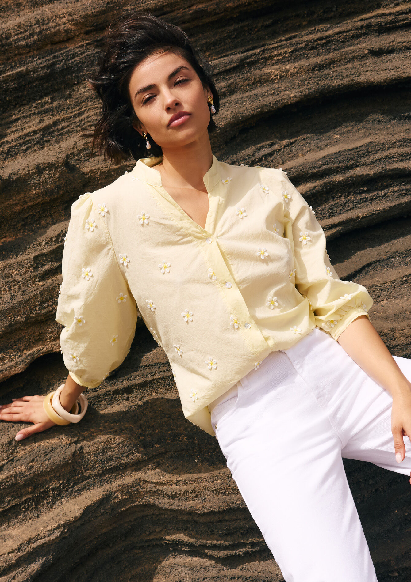 Embroidered balloon sleeve blouse, Embroidered balloon sleeve blouse, , hi-res