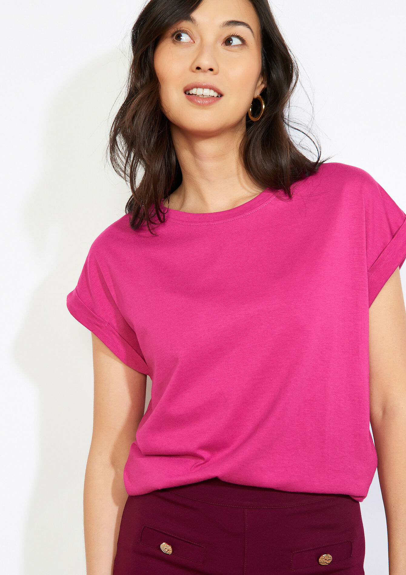 T-shirt fluide manches courtes, T-shirt fluide manches courtes - VIOLINE - 02301926_2576