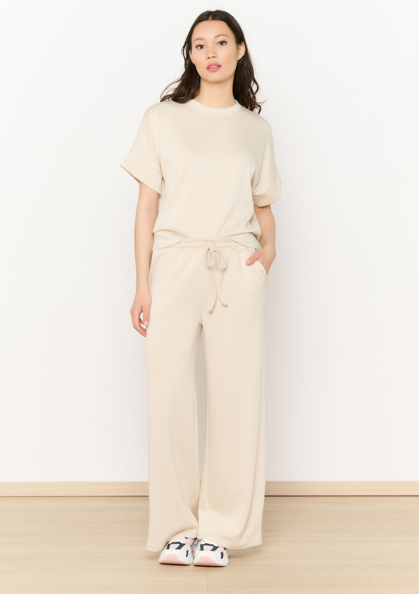 T-shirt in sweatstof - LT BEIGE - 15100315_2527