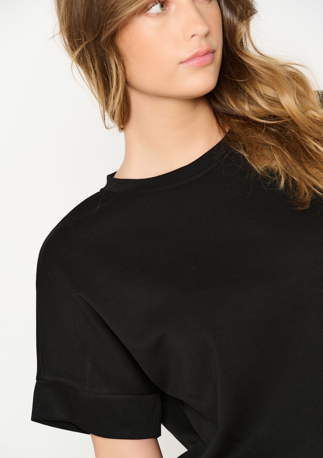 T-shirt in sweatstof - BLACK - 15100315_1119