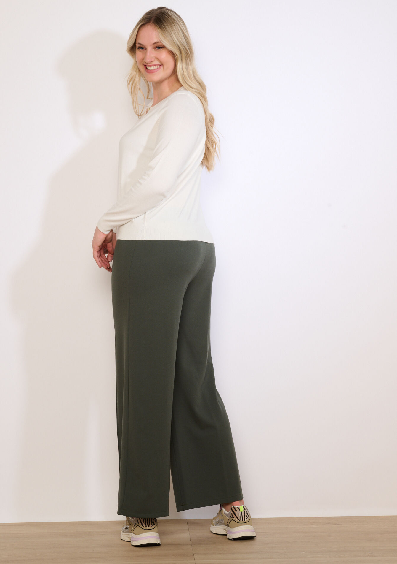 Wijde elegante broek - KHAKI MED - 06601100_4327