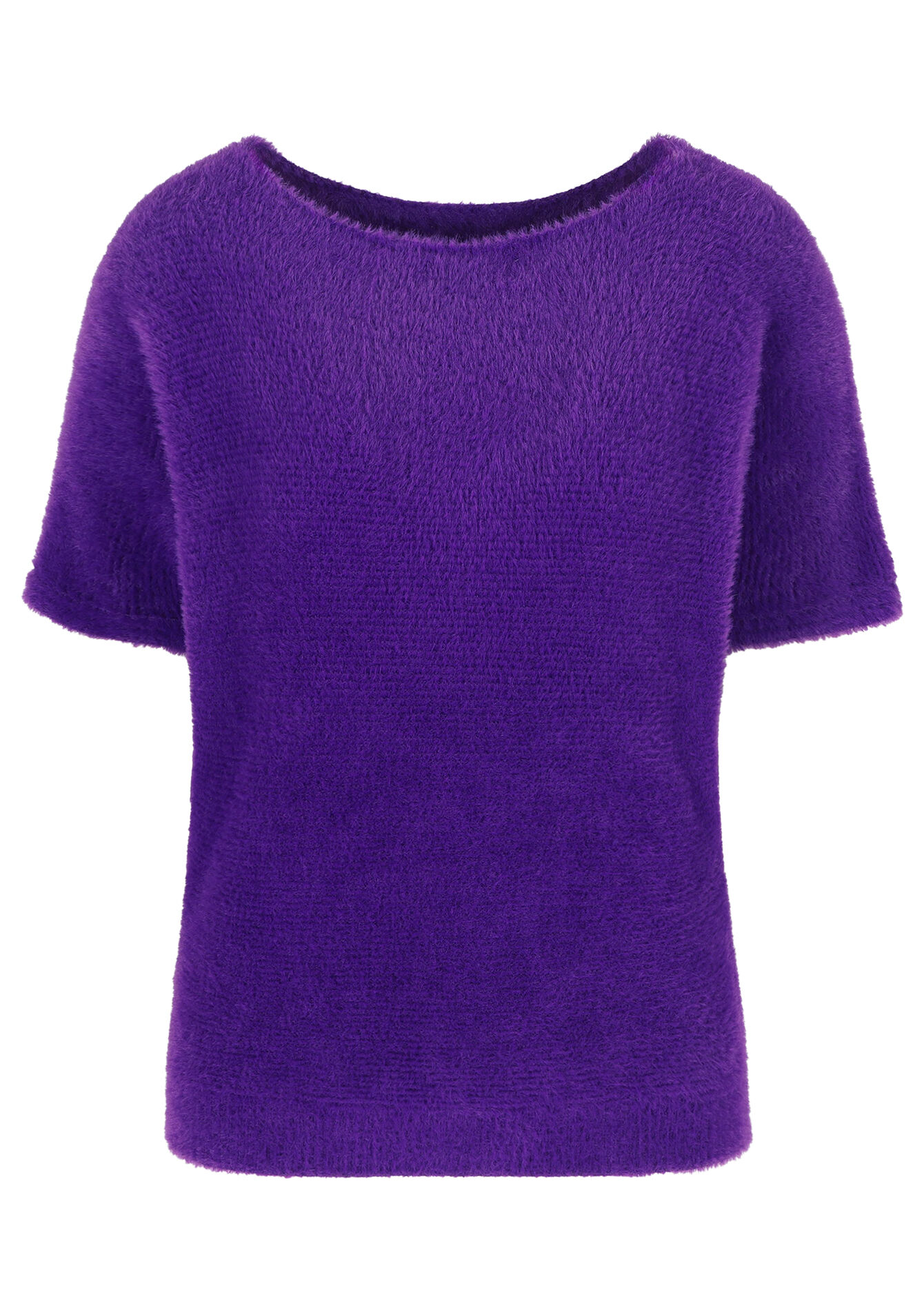 Eyelash trui met korte mouwen, Eyelash trui met korte mouwen - PURPLE - 04006673_5902
