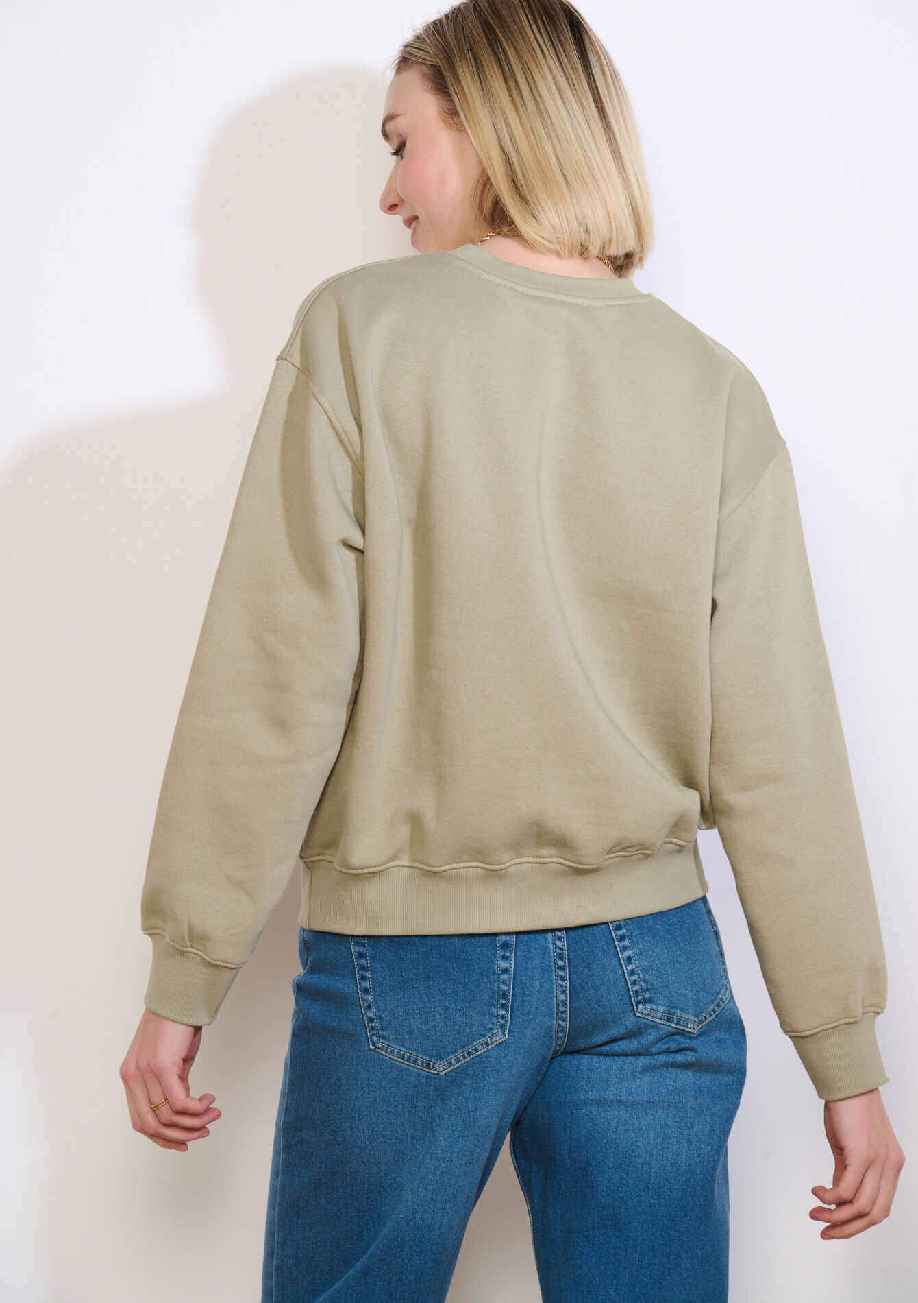 Sweater met tekstprint - KHAKI FADED - 03001820_4326