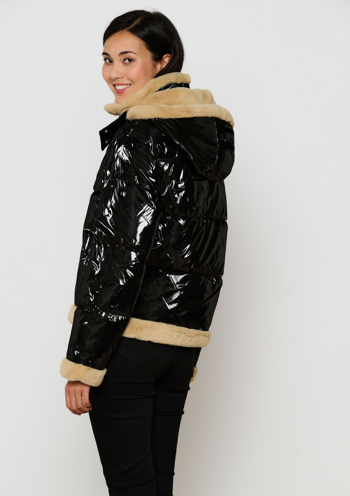 Metallic gewatteerde jas, Metallic gewatteerde jas - BLACK - 23000699_1119