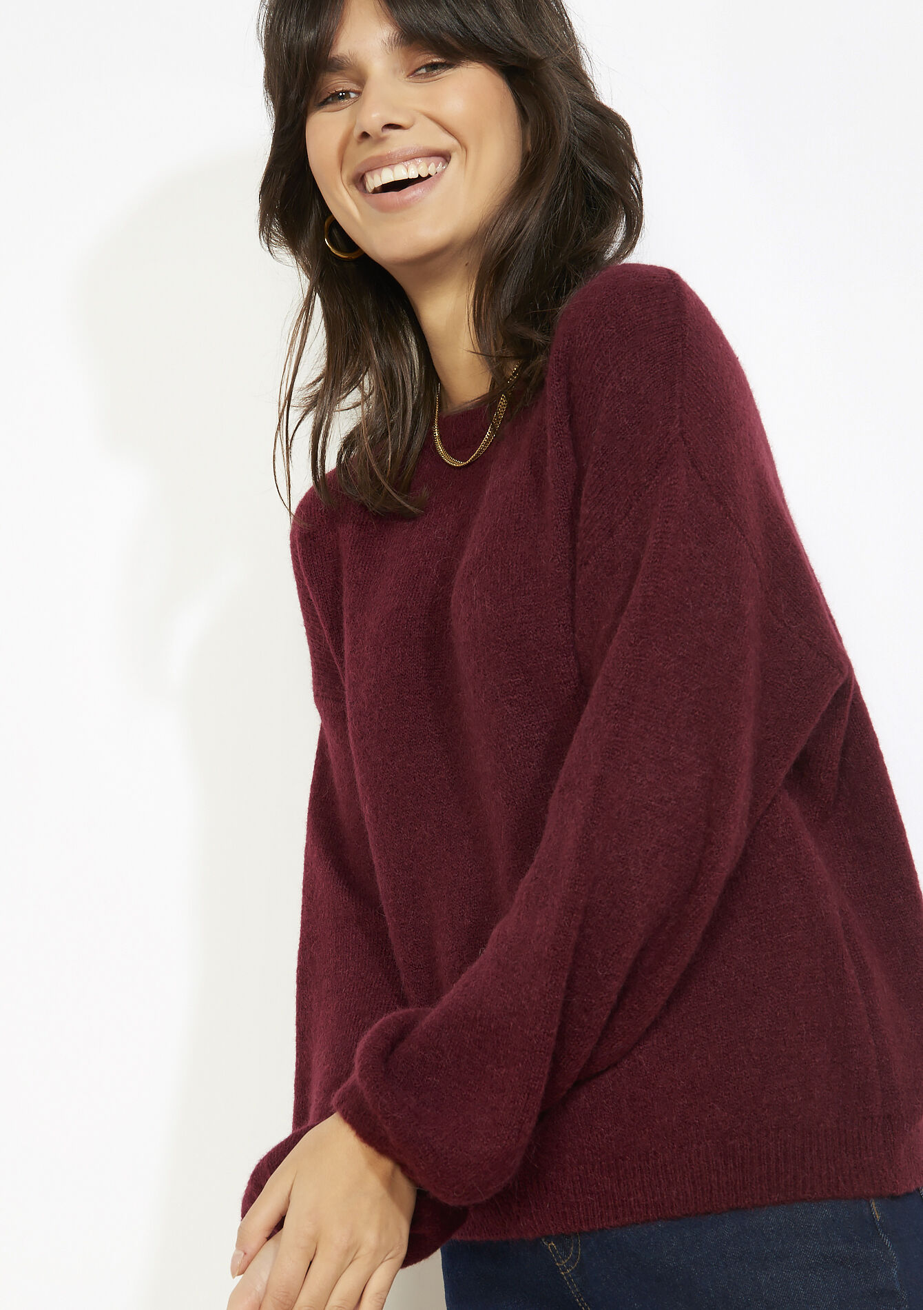 Trui met pofmouwen - AUBERGINE - 04007105_1537