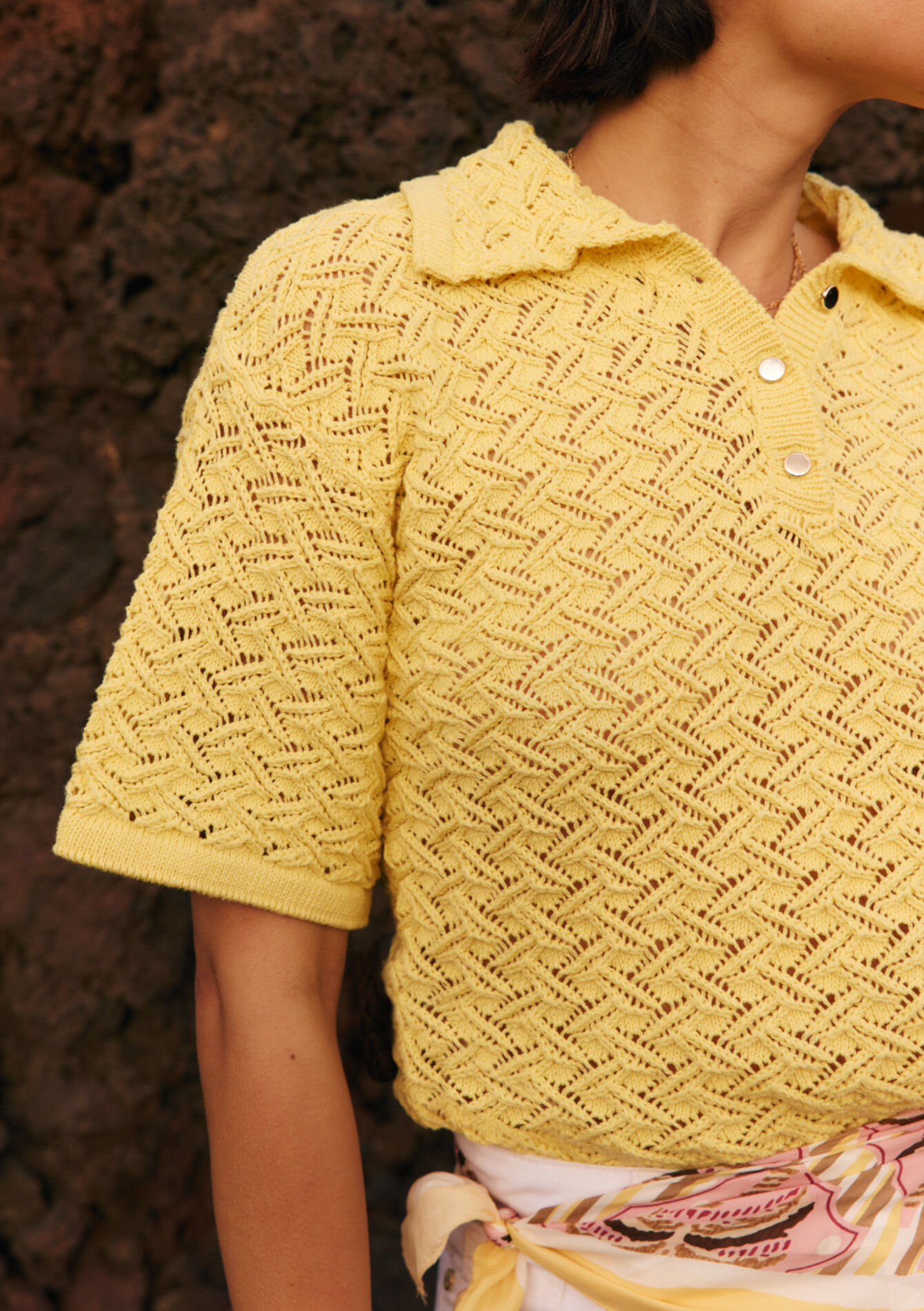 Polo en maille texturée - YELLOW SUN - 04007297_5007