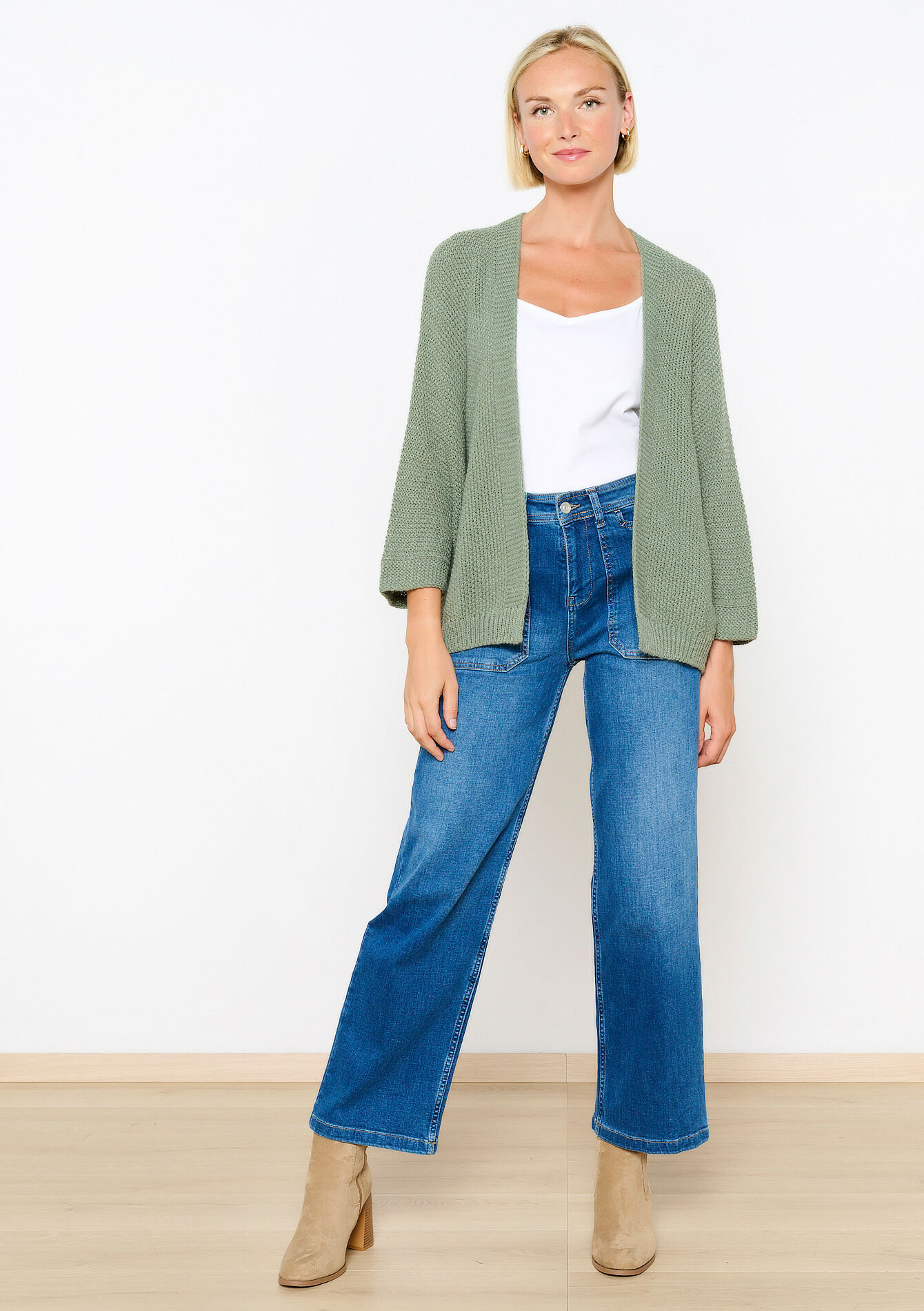 Open cardigan - KHAKI - 04101184_433