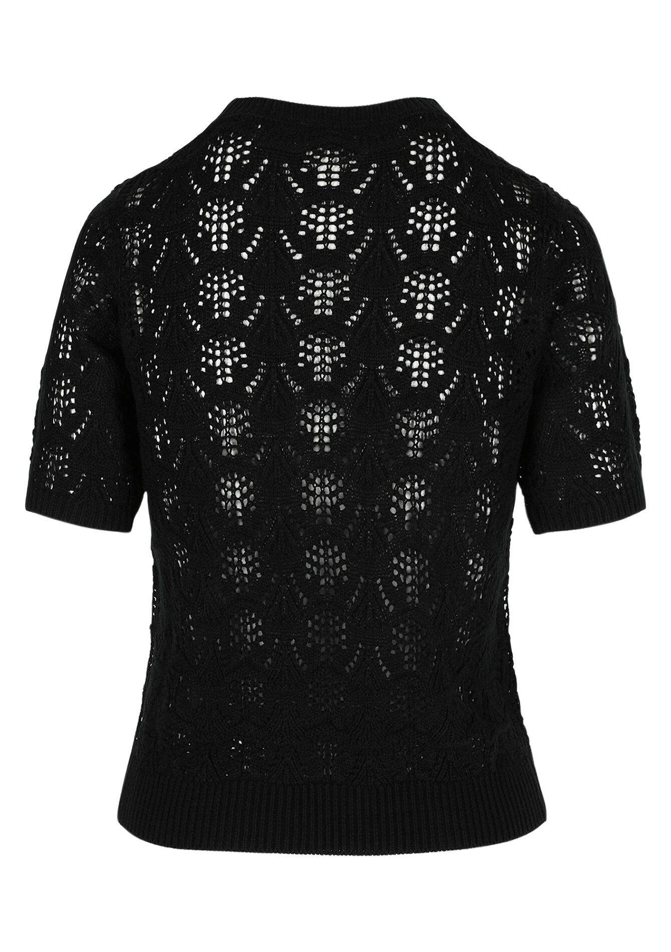 Crochet trui met korte mouwen - BLACK - 04006629_1119
