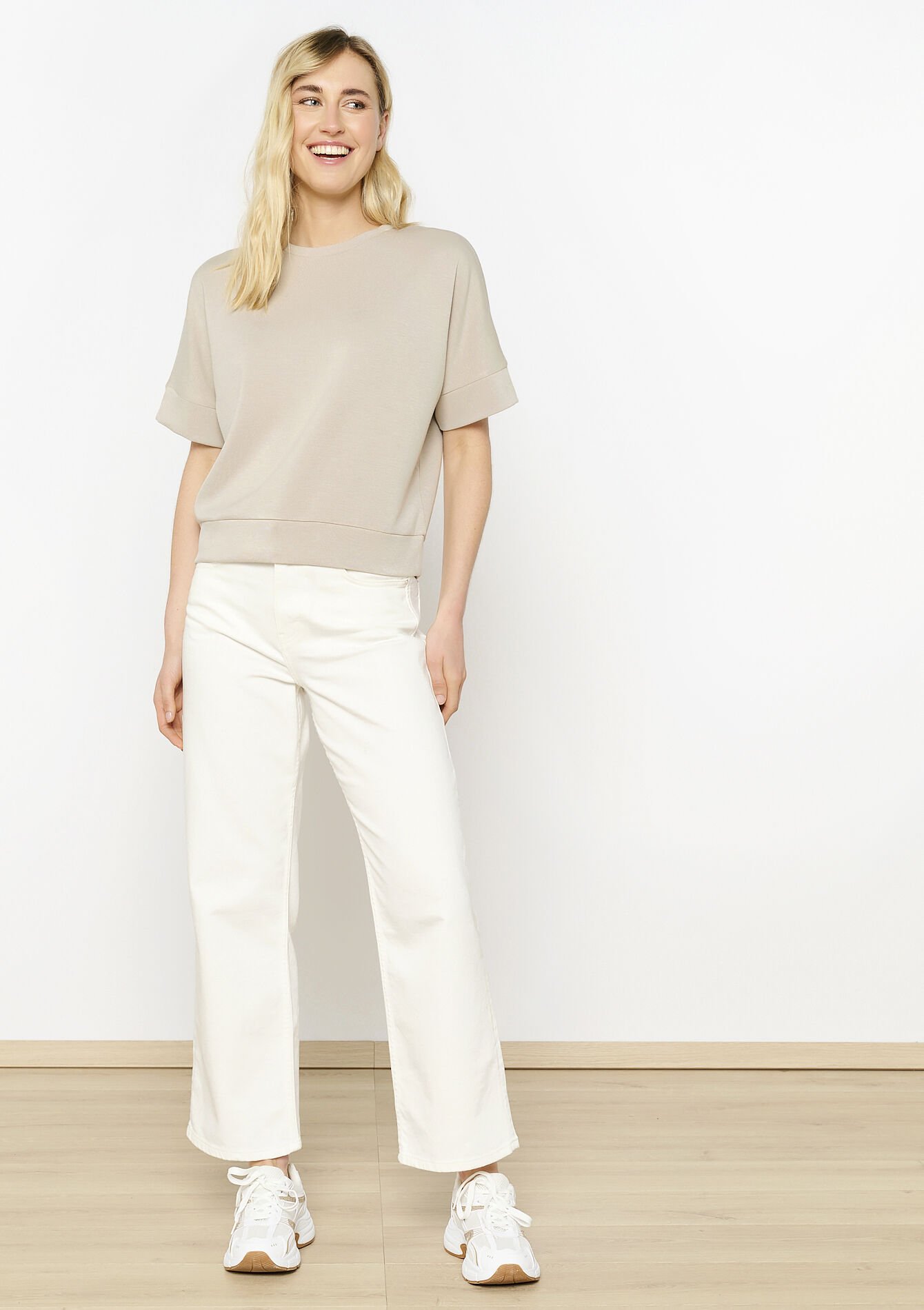 T-shirt in sweatstof - TAUPE - 15100315_1021