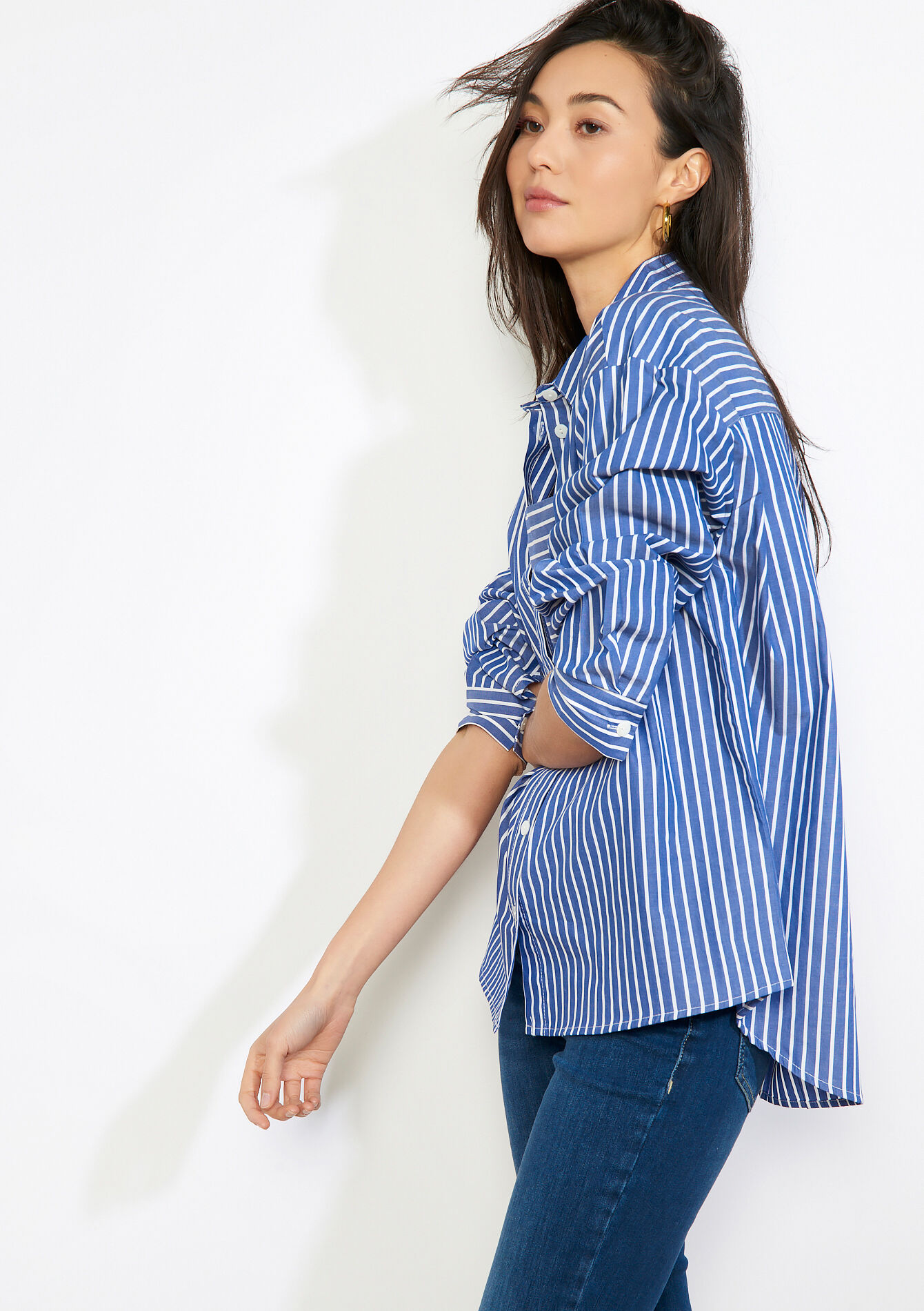 Oversized gestreept hemd, Oversized gestreept hemd - NAVY BASIC - 05702931_2723