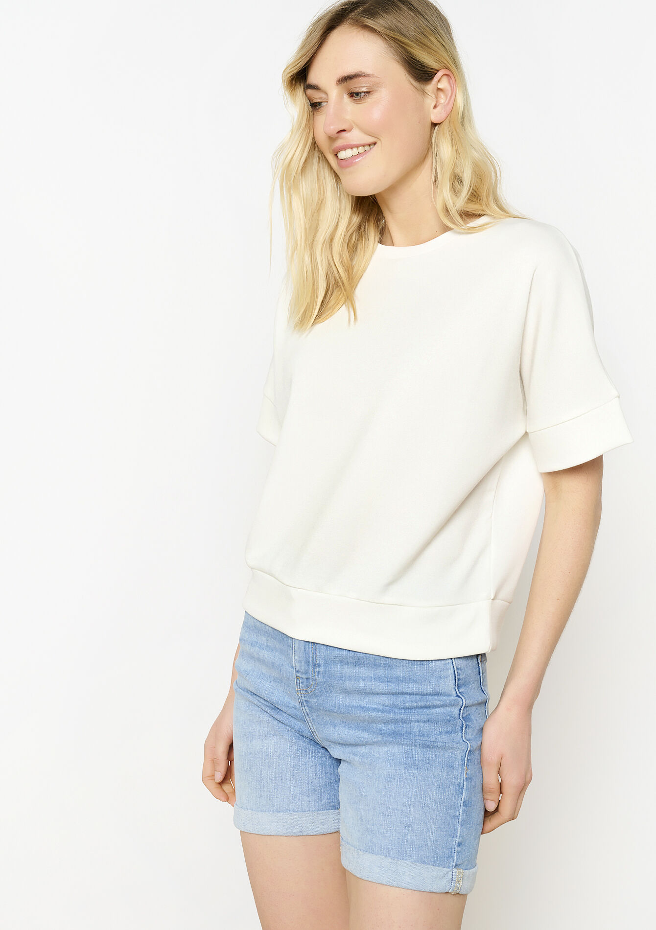 T-shirt in sweatstof - OFFWHITE - 15100315_1001