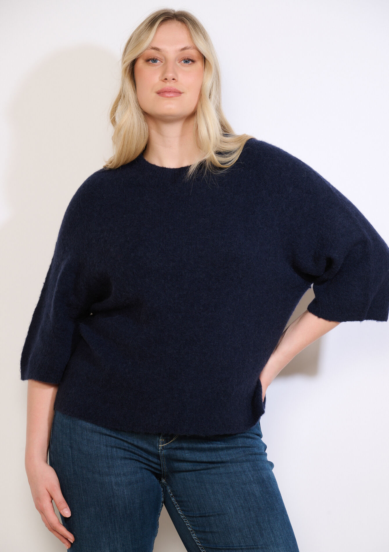 Zachte trui met 3/4-mouw, Zachte trui met 3/4-mouw - NAVY BASIC - 04007207_2723