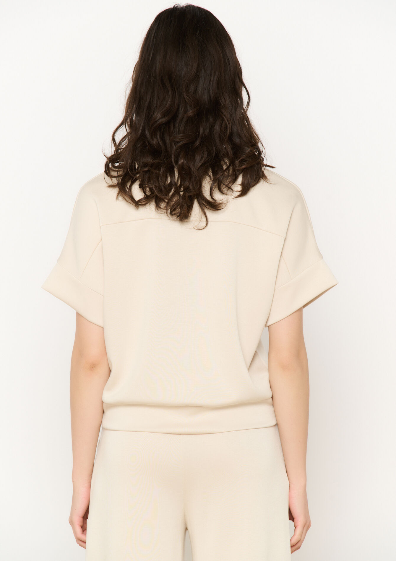 T-shirt in sweatstof - LT BEIGE - 15100315_2527
