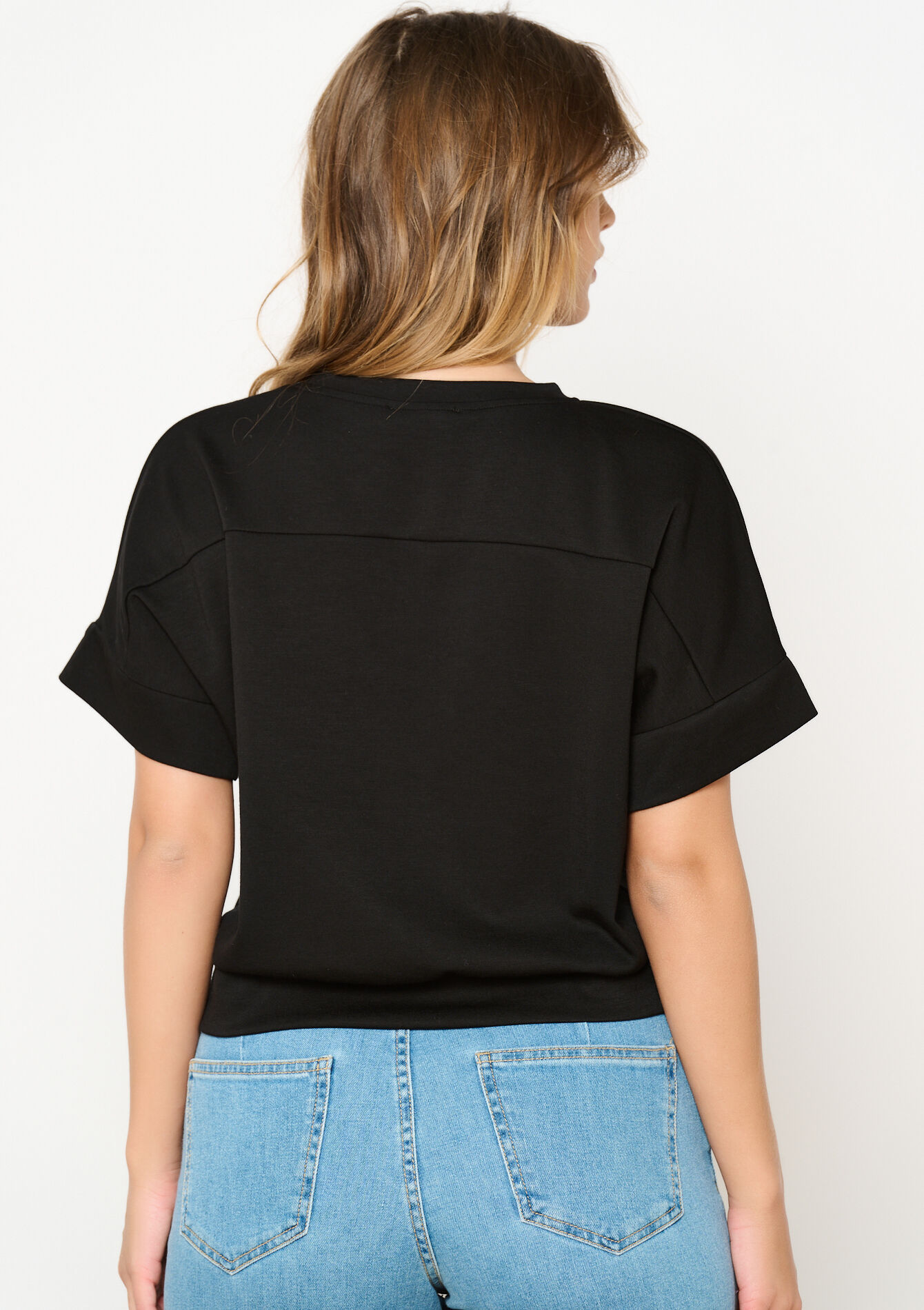 T-shirt in sweatstof - BLACK - 15100315_1119