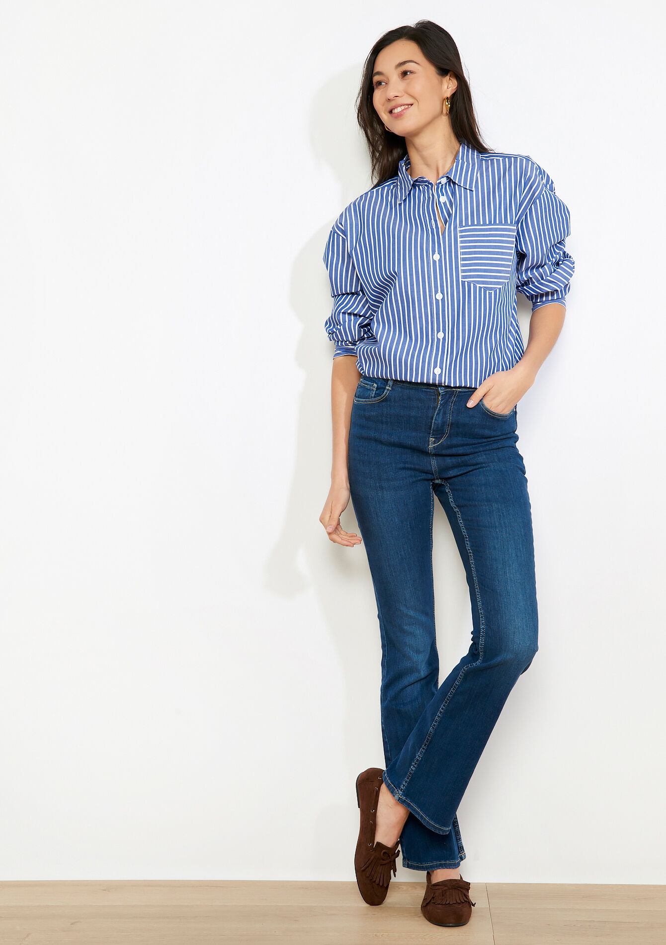 Oversized gestreept hemd, Oversized gestreept hemd - NAVY BASIC - 05702931_2723