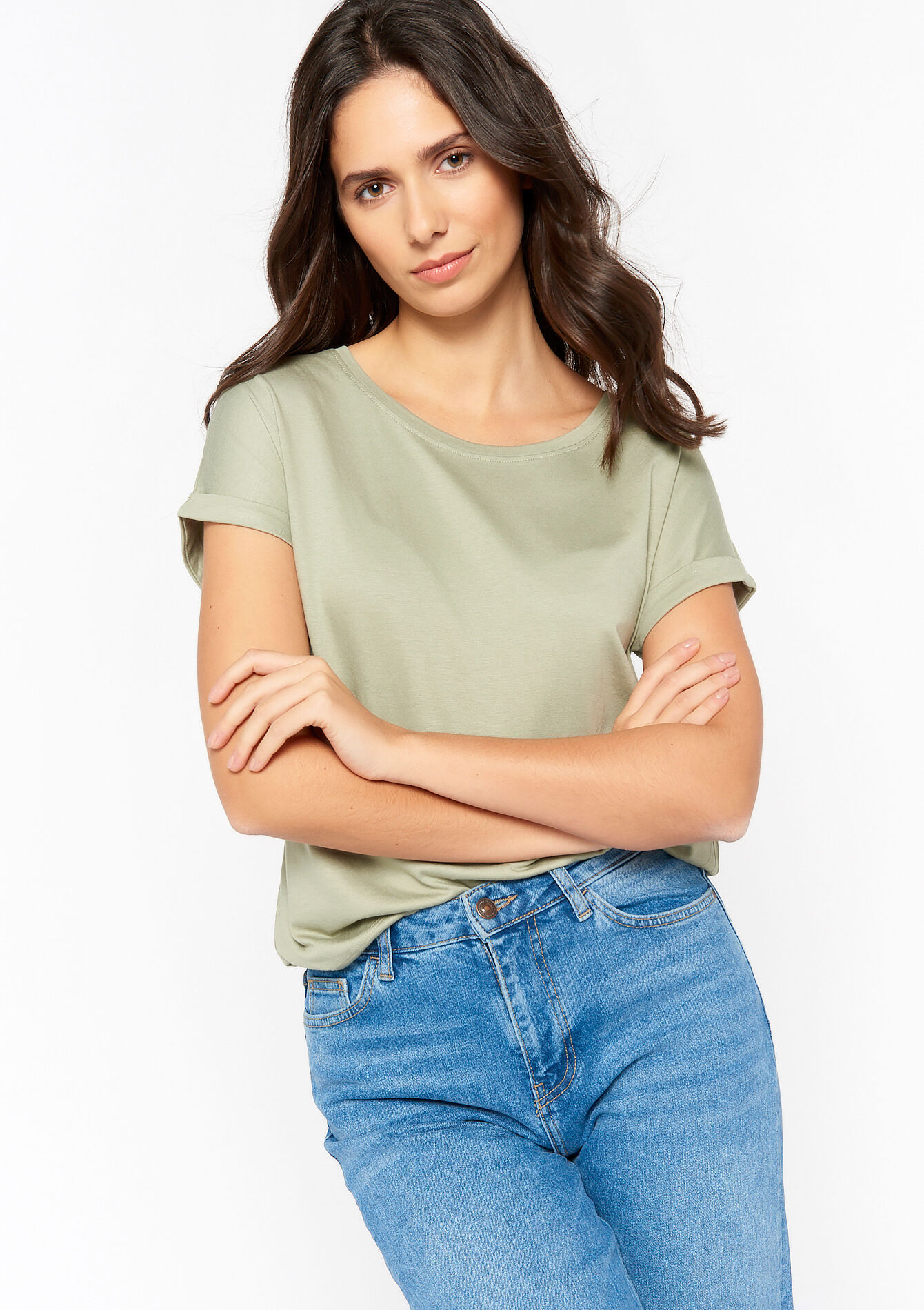 Basic T-shirt, Basic T-shirt - KHAKI MED - 02301308_4327