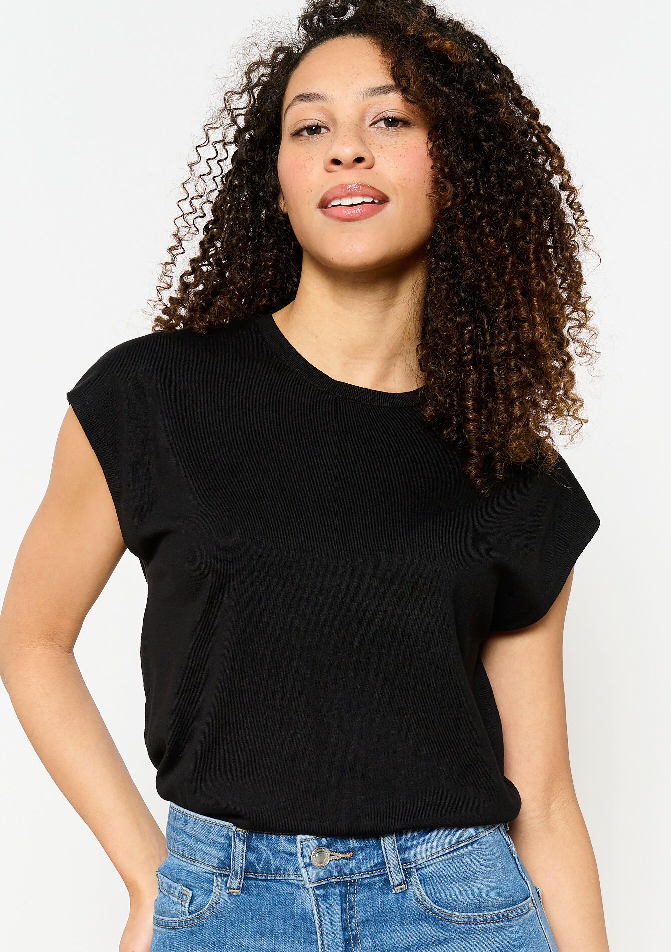 Lichte mouwloze trui - BLACK - 04006777_1119