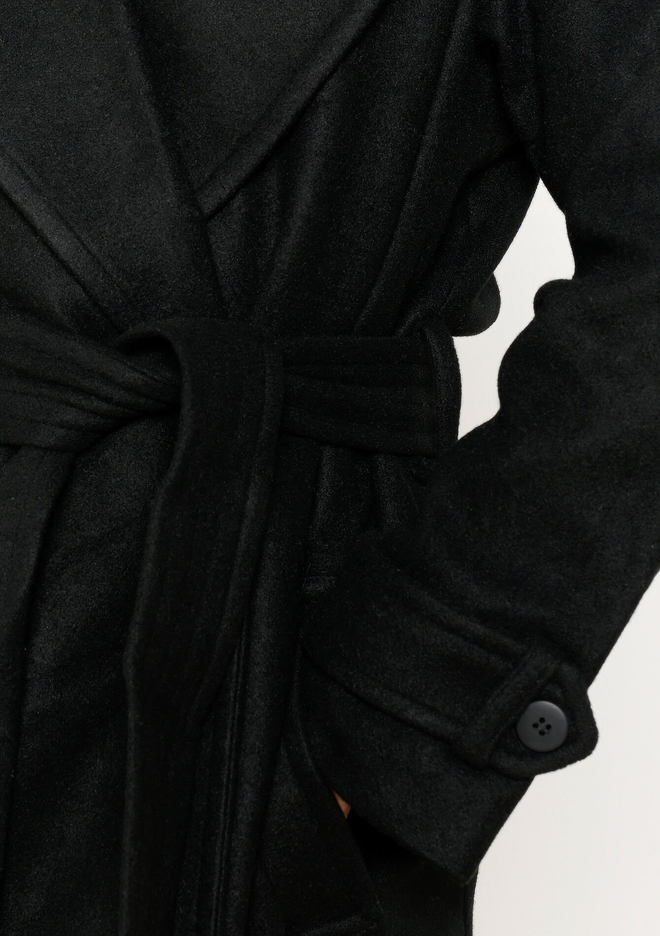 Manteau mi-long avec ceinture - BLACK - 1099268