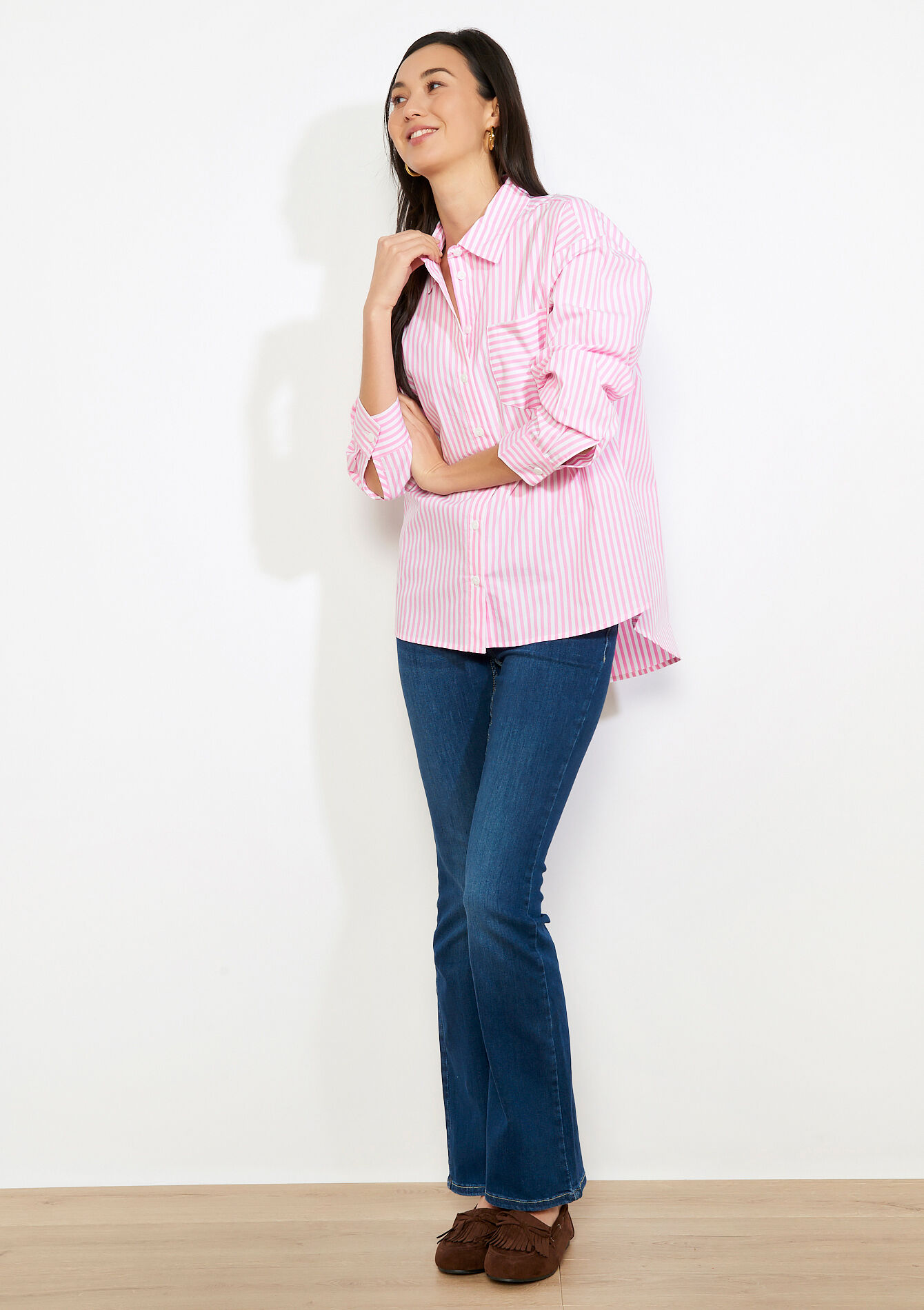 Oversized gestreept hemd, Oversized gestreept hemd - LIGHT PINK - 05702931_1303