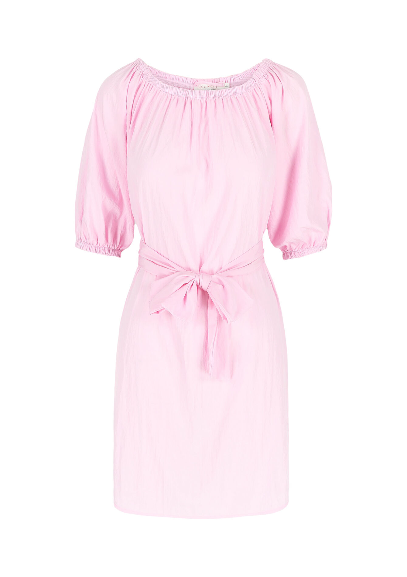Off-shoulder jurk met striklint - PINK BUBBLEGUM - 08103694_1477