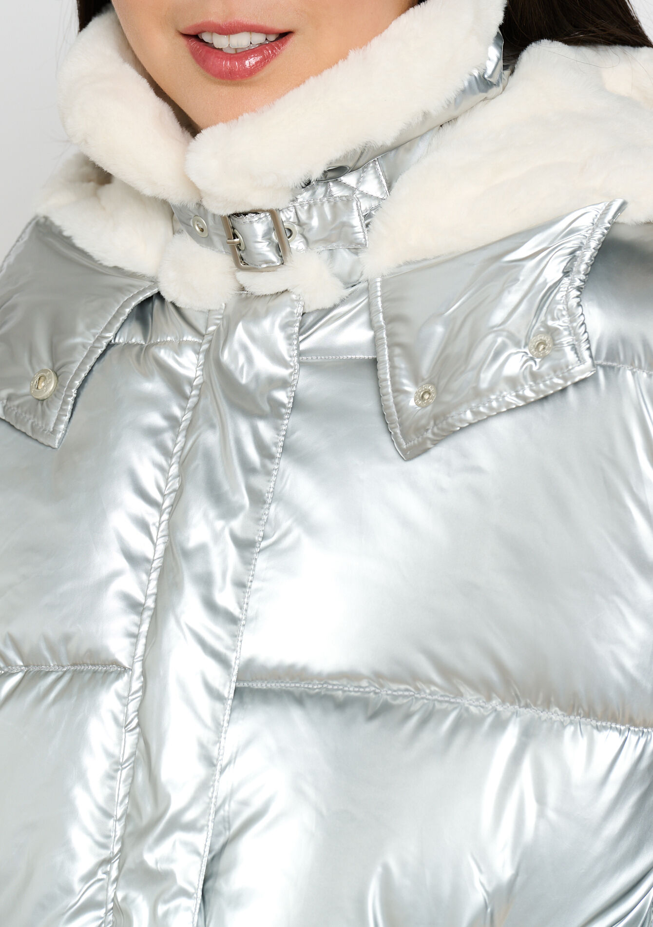 Metallic quilted jacket - SILVER - 1100661