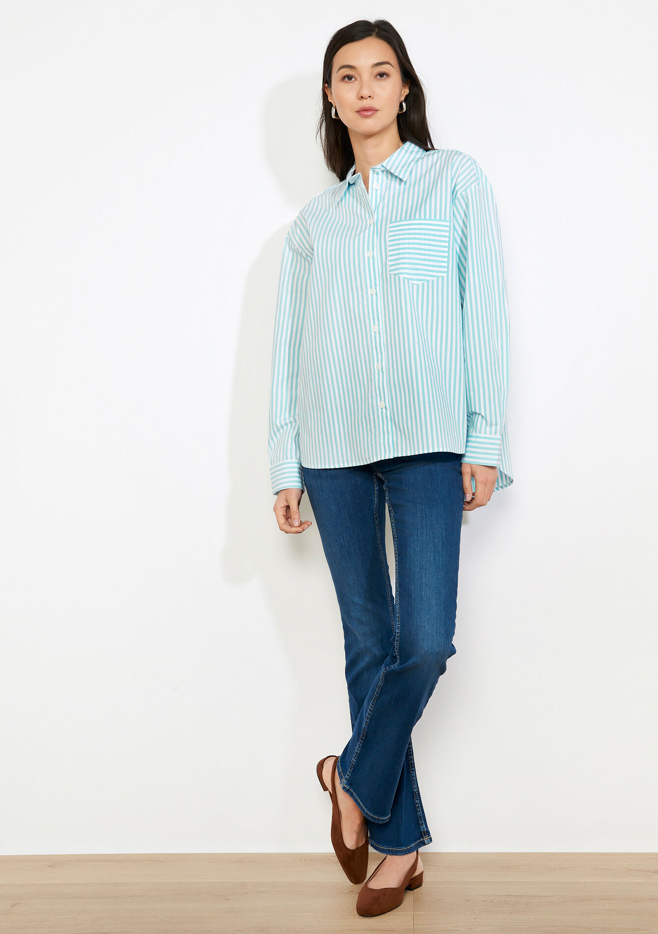 Chemise rayée oversize, Chemise rayée oversize - KHAKI FADED - 05702931_4326