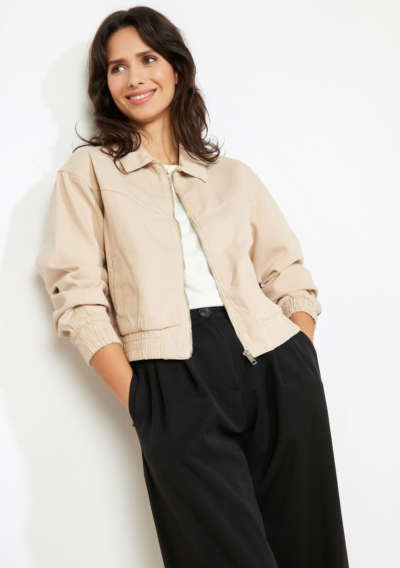 Cropped zip jacket, Cropped zip jacket, , back