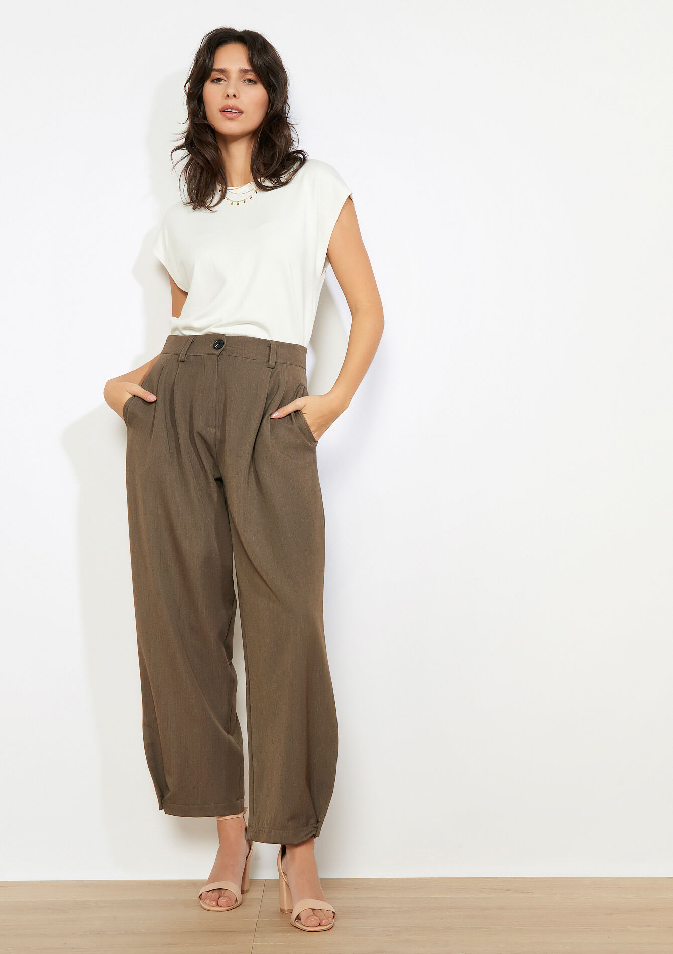 Elegante barrel broek, Elegante barrel broek - BROWN COFFEE - 06100791_3717