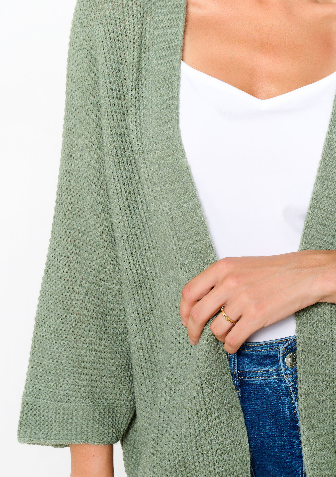 Open cardigan - KHAKI - 04101184_433