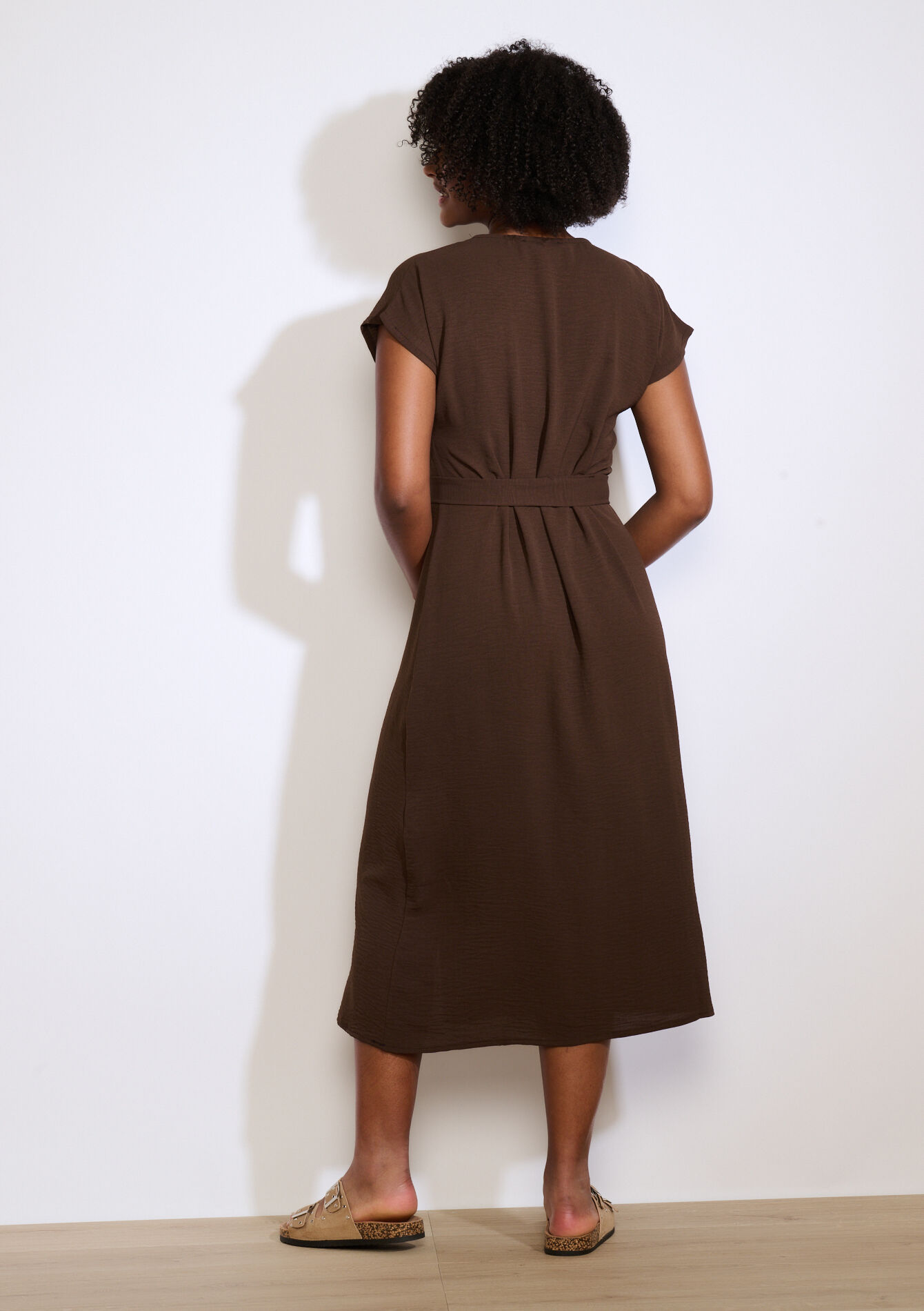 Robe chemise boutonnée - BROWN DARK CHOCOLATE - 08104243_3720