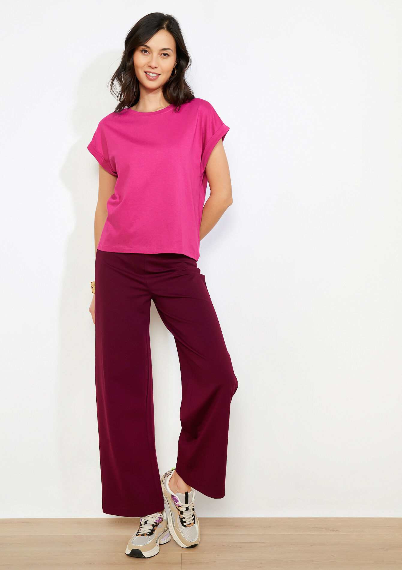 T-shirt fluide manches courtes, T-shirt fluide manches courtes - VIOLINE - 02301926_2576