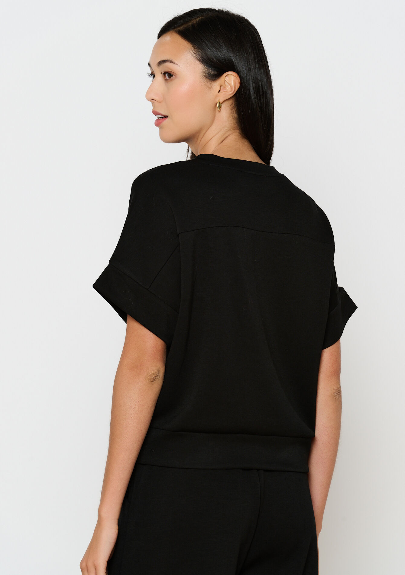 T-shirt in sweatstof, T-shirt in sweatstof - BLACK - 15100292_1119