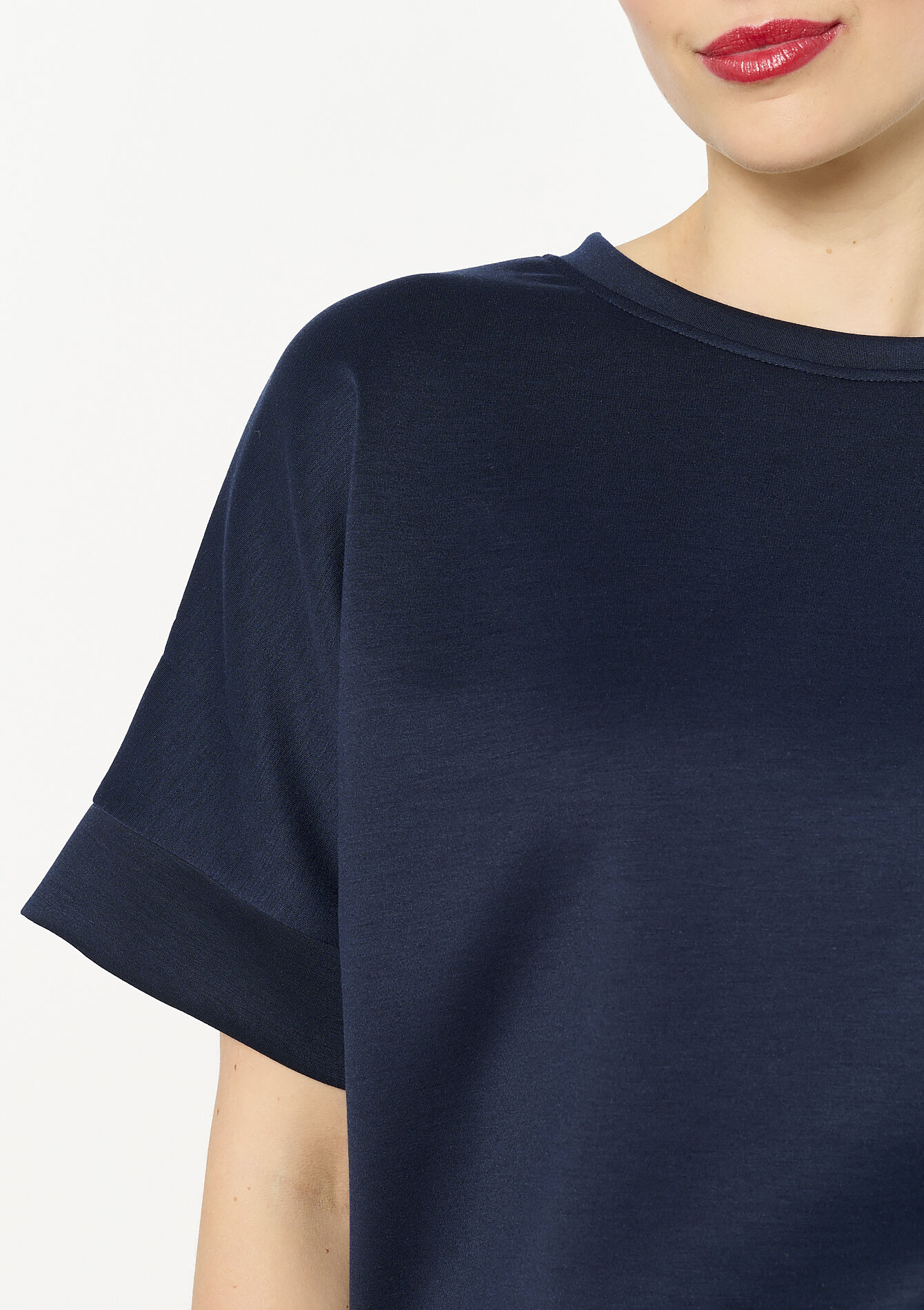 T-shirt in sweatstof - NAVY BASIC - 15100315_2723