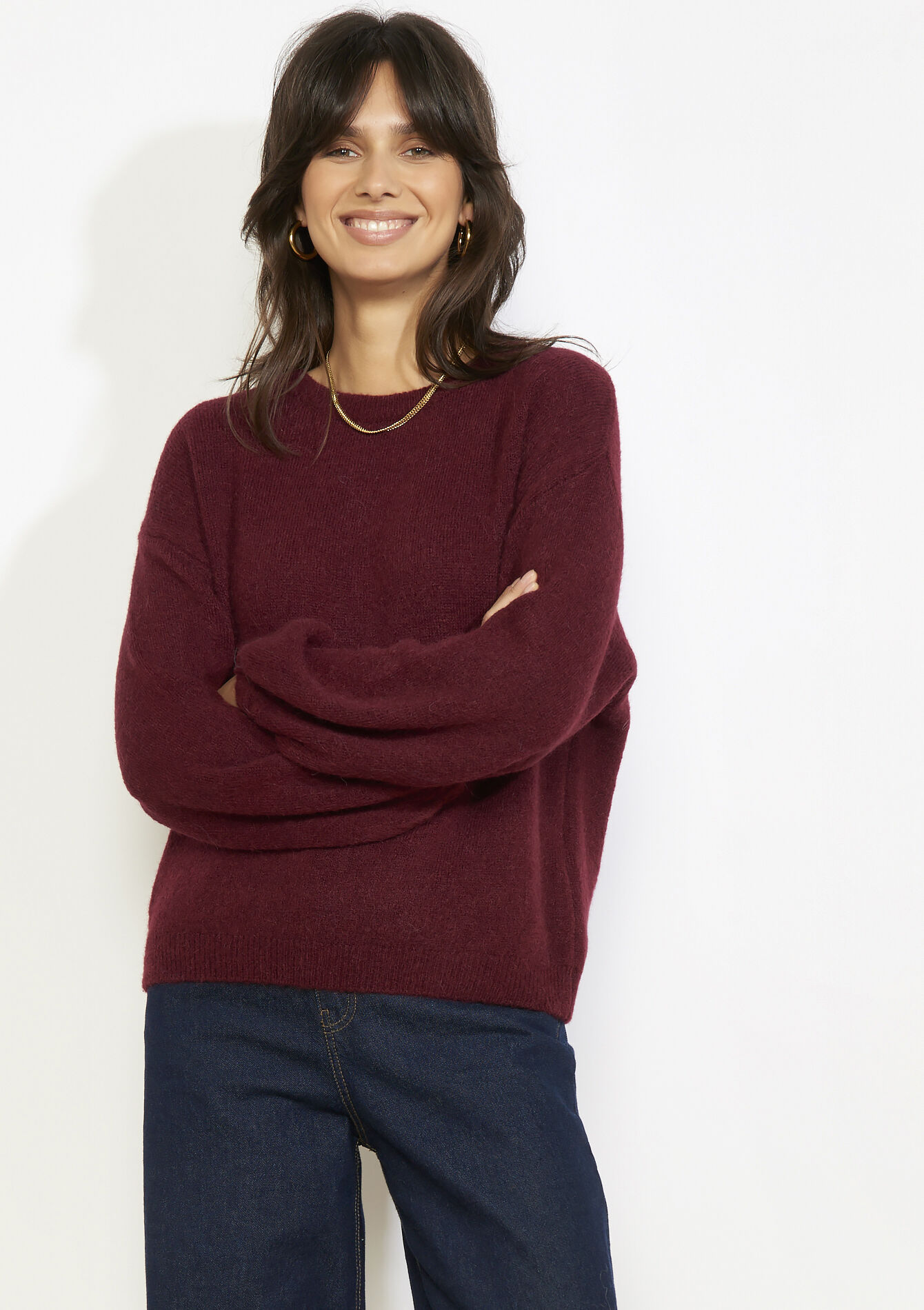 Trui met pofmouwen - AUBERGINE - 04007105_1537