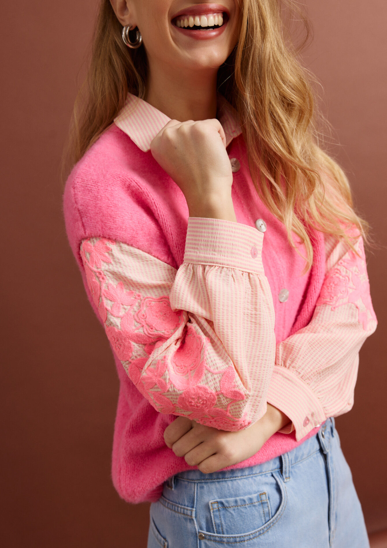 Chemise à broderies - PASTEL PEACH - 05703032_1974