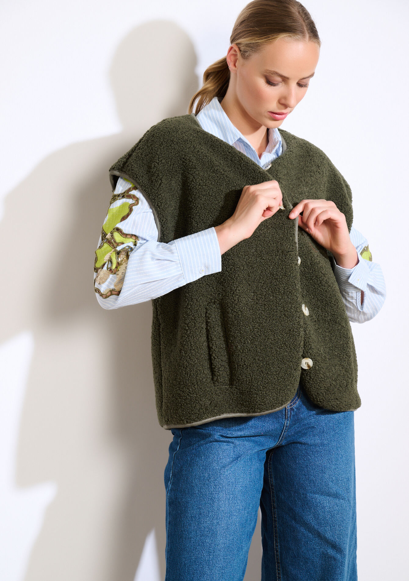 Zachte mouwloze bodywarmer, Zachte mouwloze bodywarmer - KHAKI MED - 09001486_4327